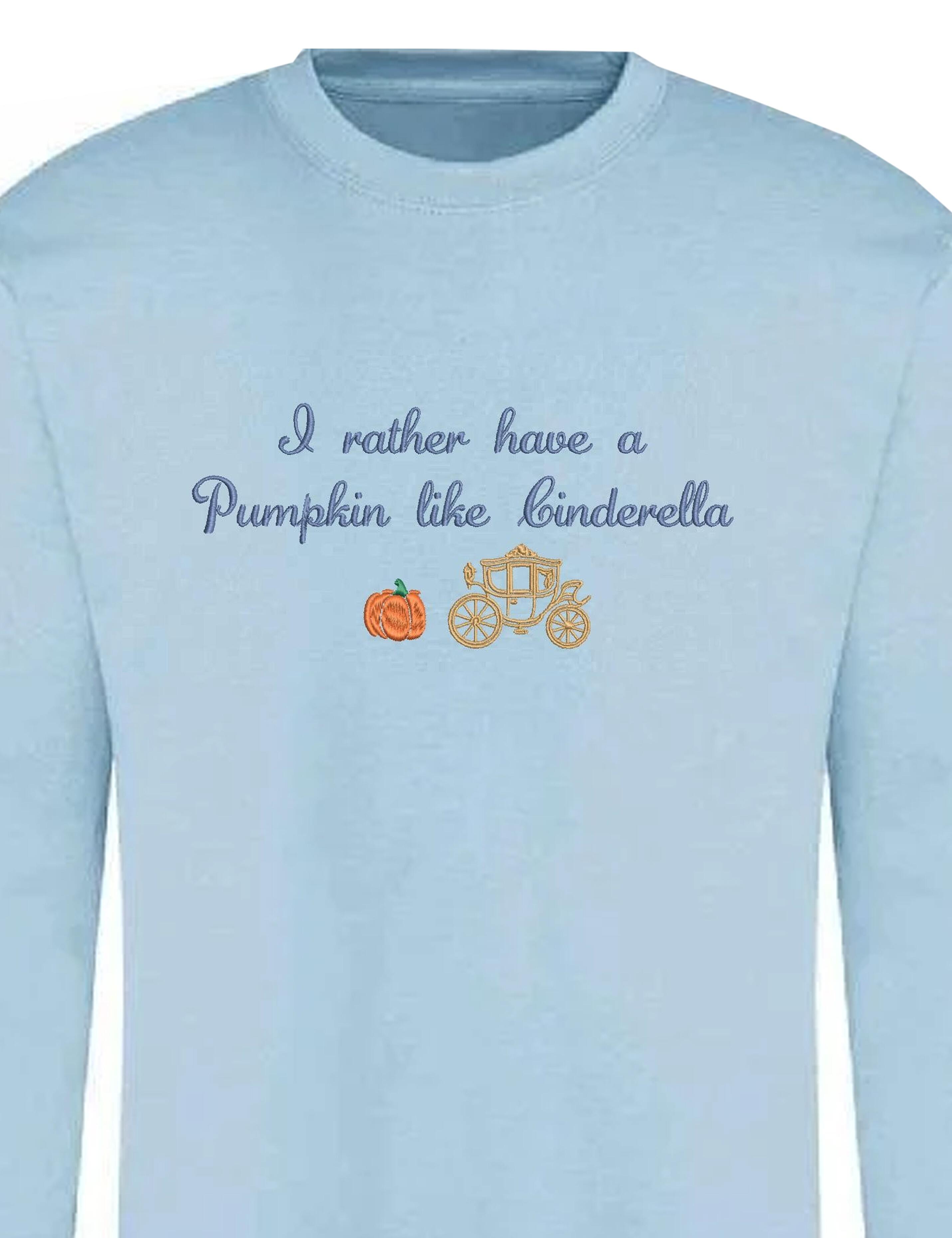 Personalised Embroidered Halloween Cinderella Jumper Light Blue