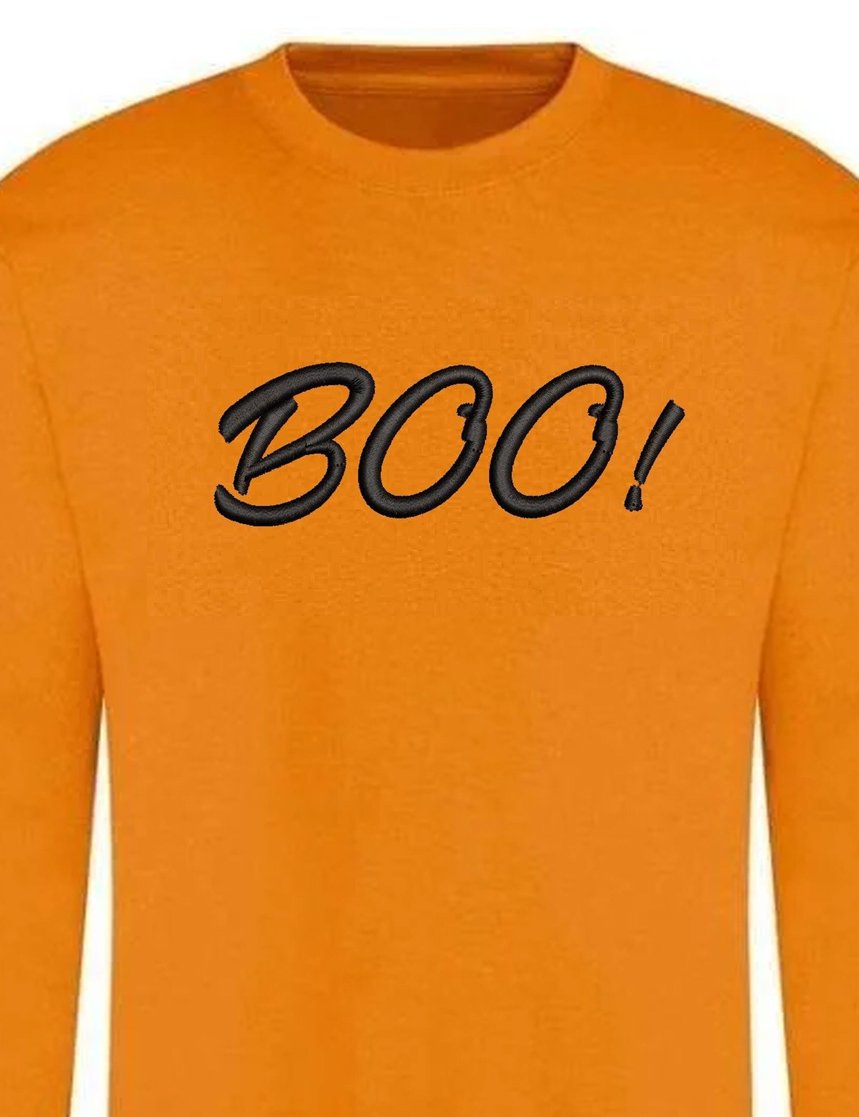 Personalised Halloween Boo Jumper Orange with embroidery