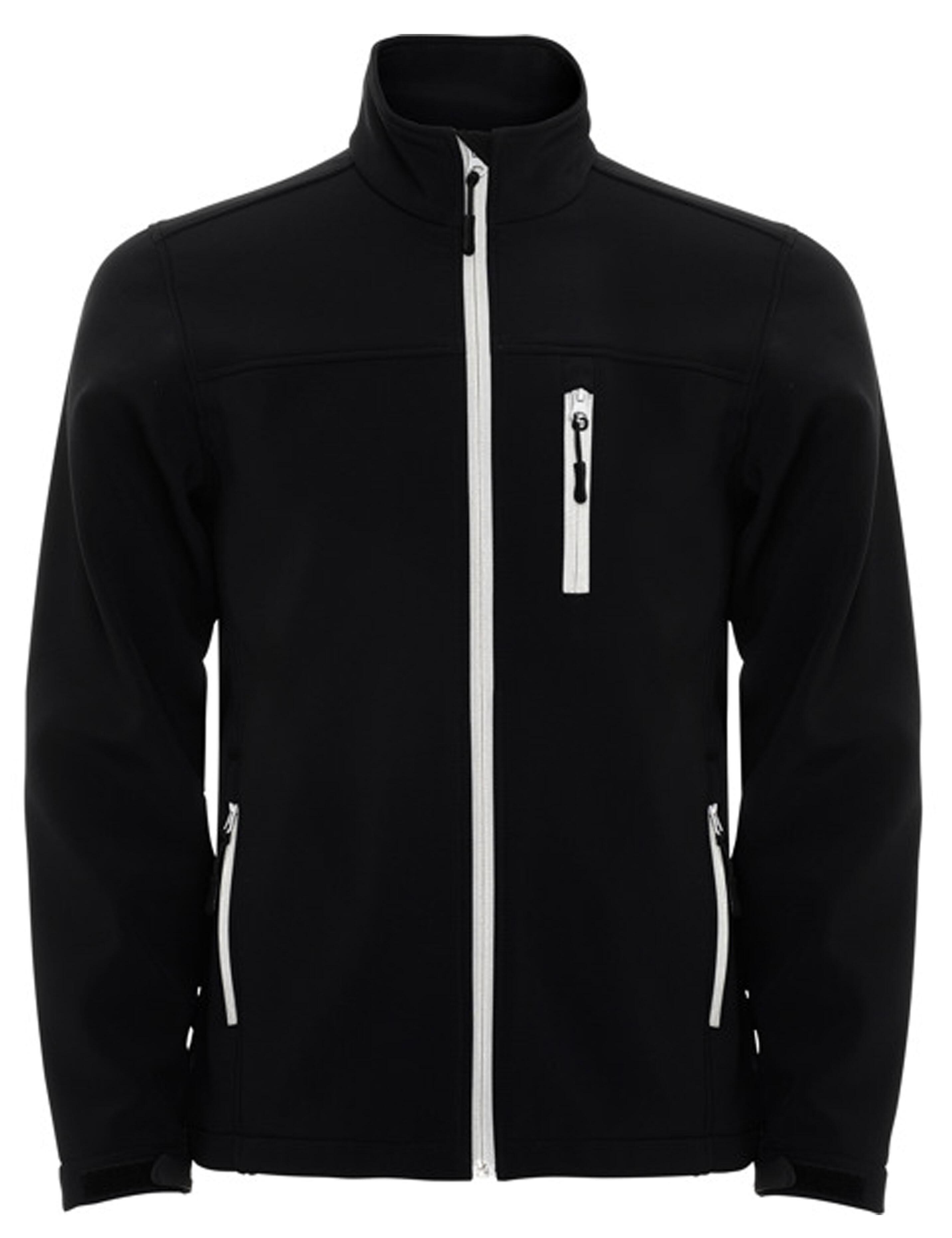 Black softshell jacket for work or outdoor use, ready for print or embroidery