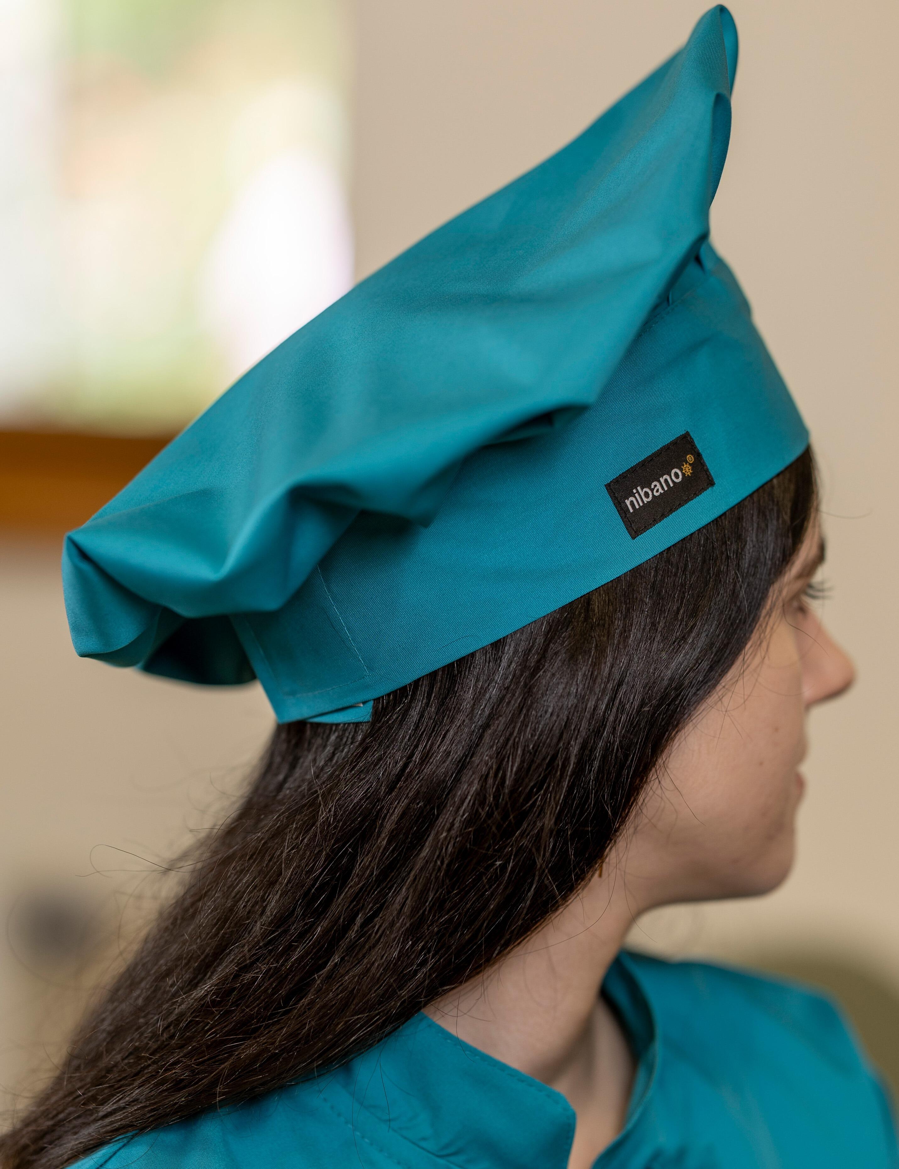 Professional teal chef’s hat for chefs and culinary teams