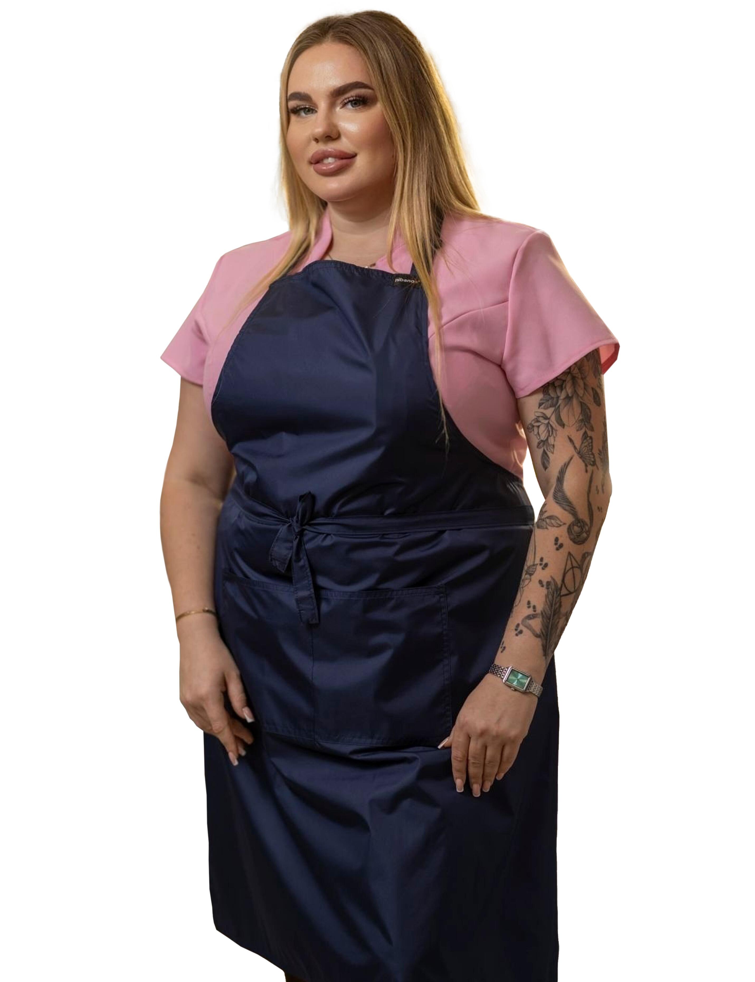 Nibano embroidered navy waterproof grooming and hair salon apron plus size