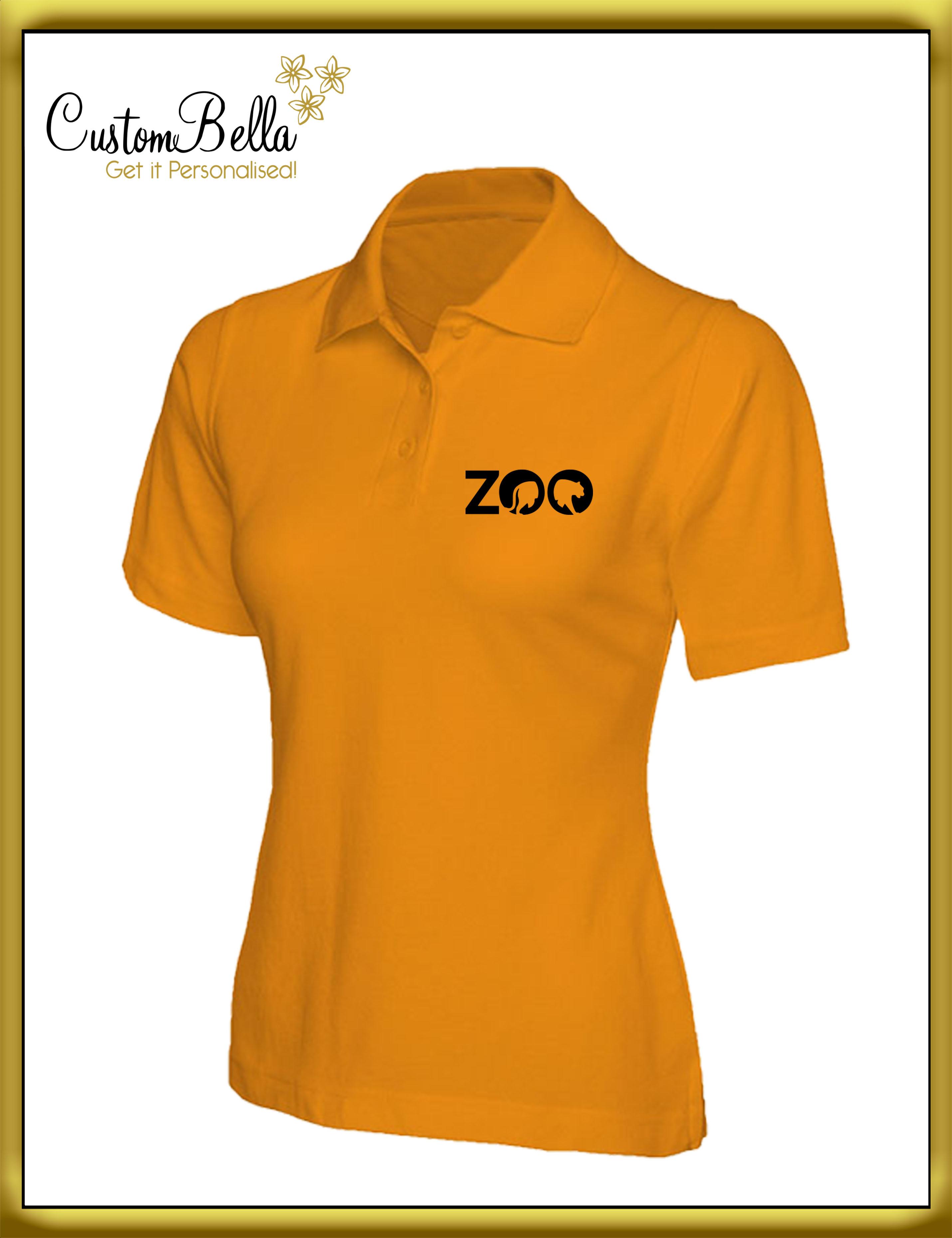 Personalised Printed women's polo shirt orange
