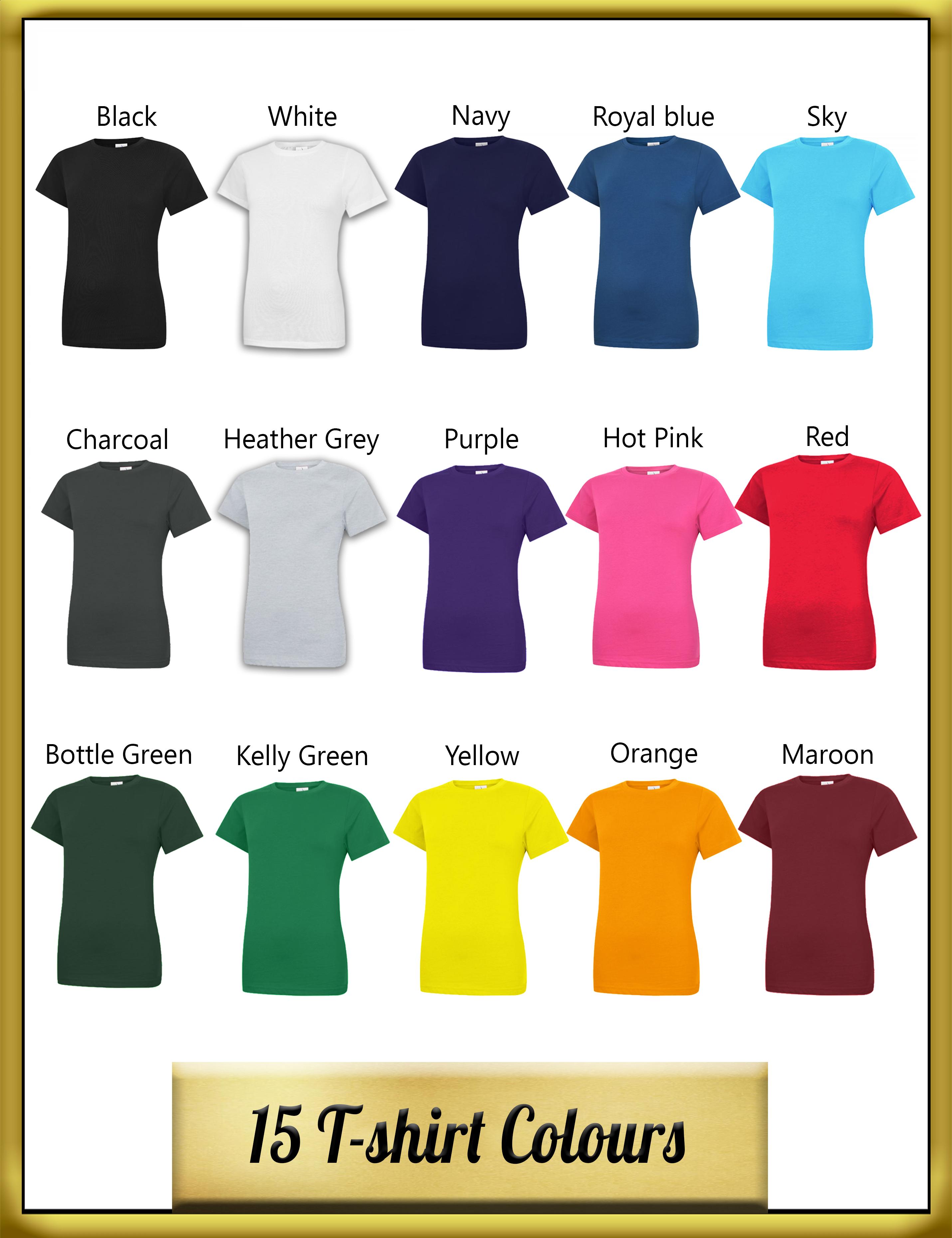 Full Colour Printed Women's T-shirt colours