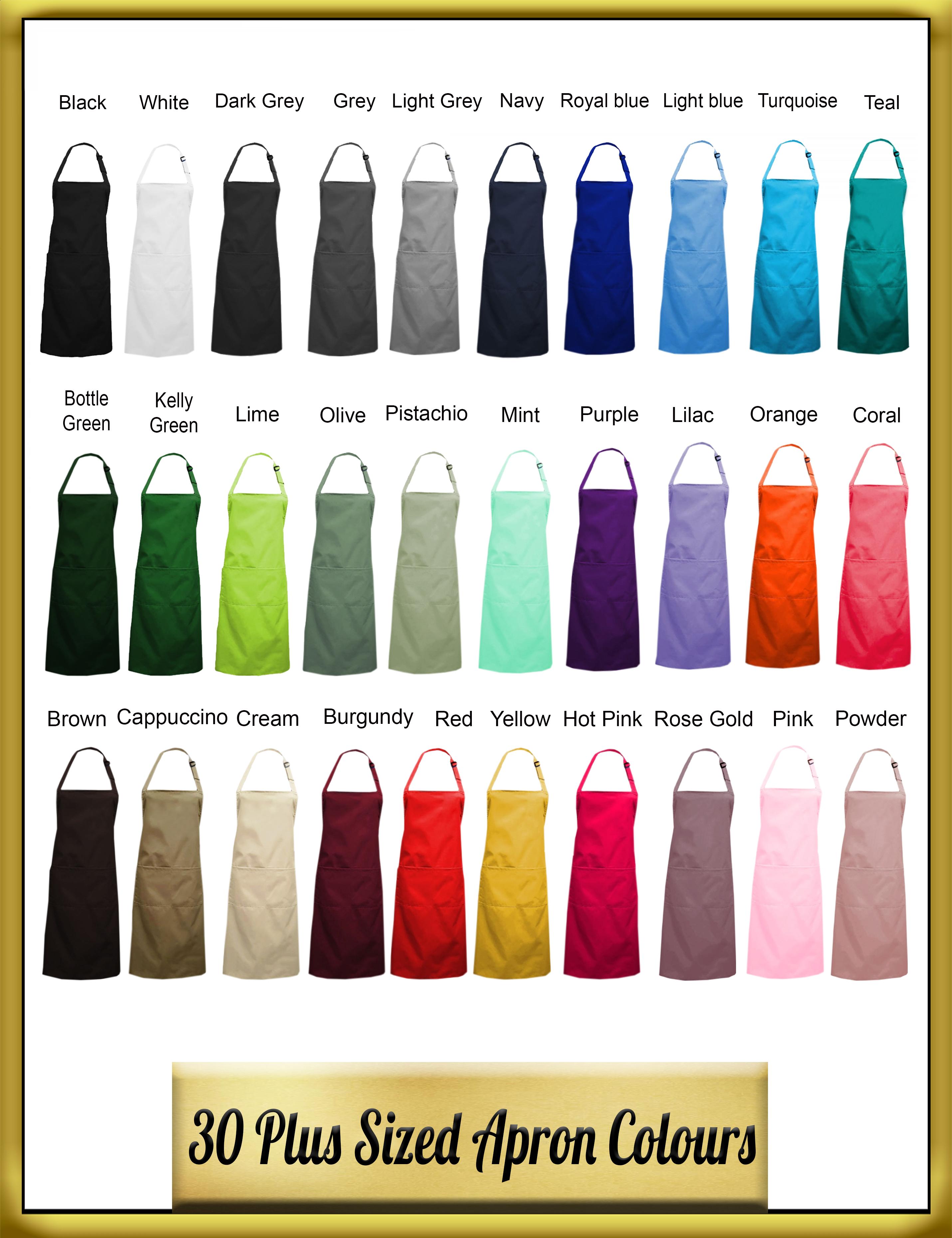 Personalised Embroidered Plus Size Apron colours