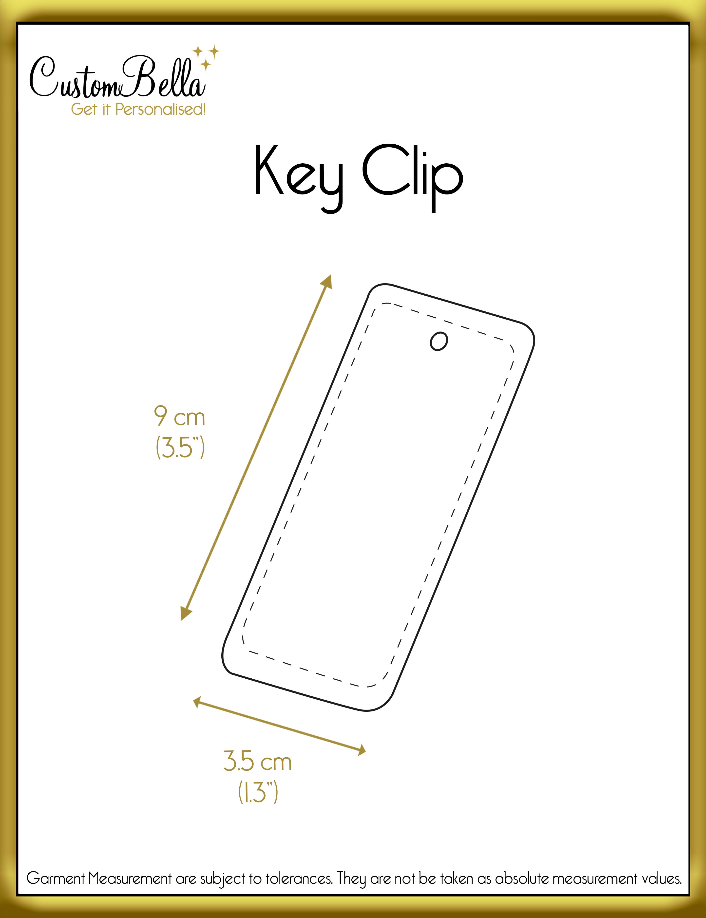 Personalised Printed Key Clip dimensions