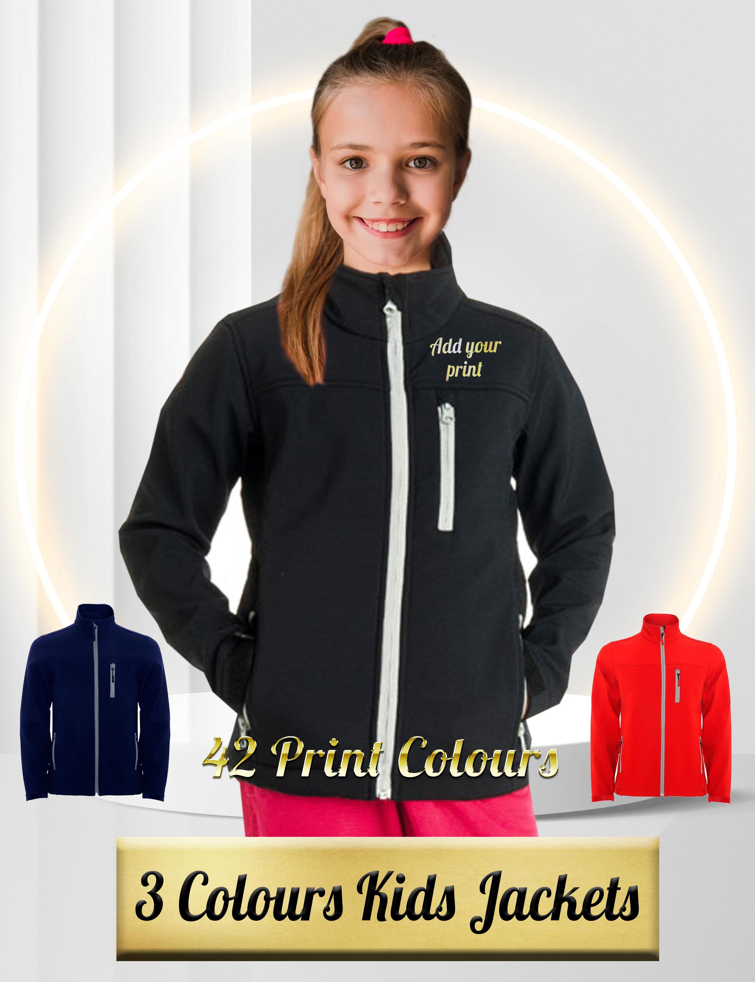 Personalised kids softshell jacket printed