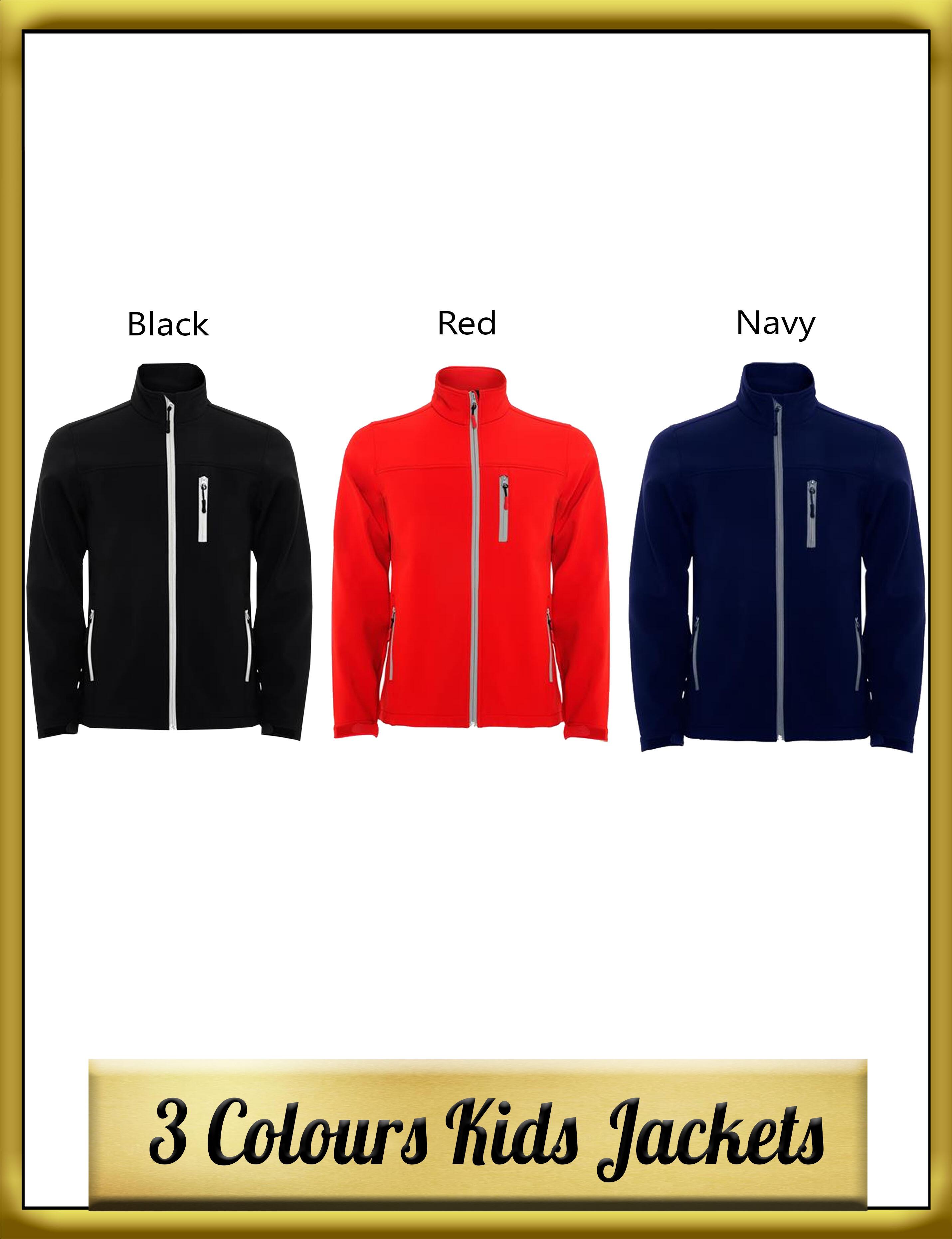 Personalised kids softshell jacket embroidered colours