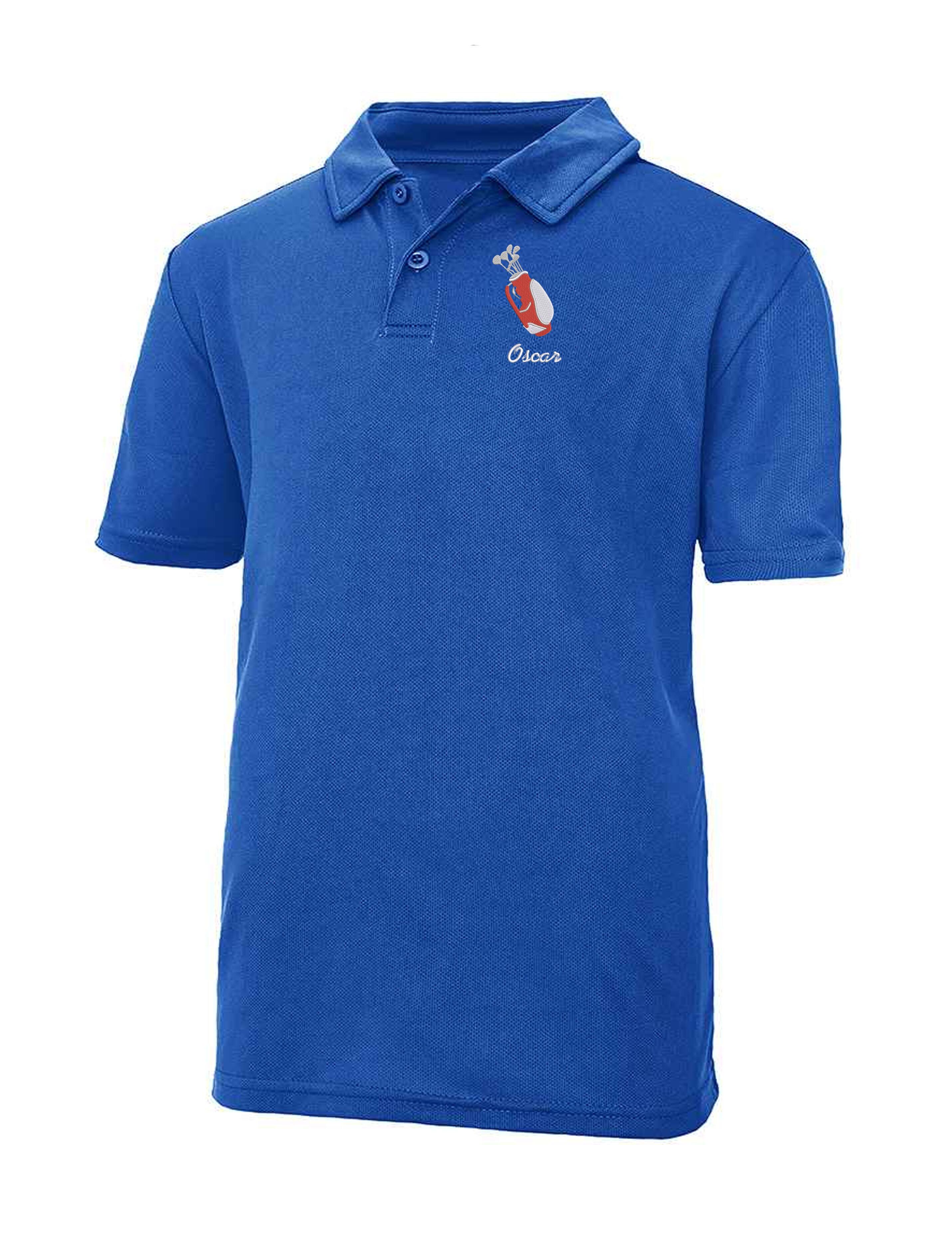 Golf Bag Design Dri Fit Kids Golf Polo Shirt Royal Blue