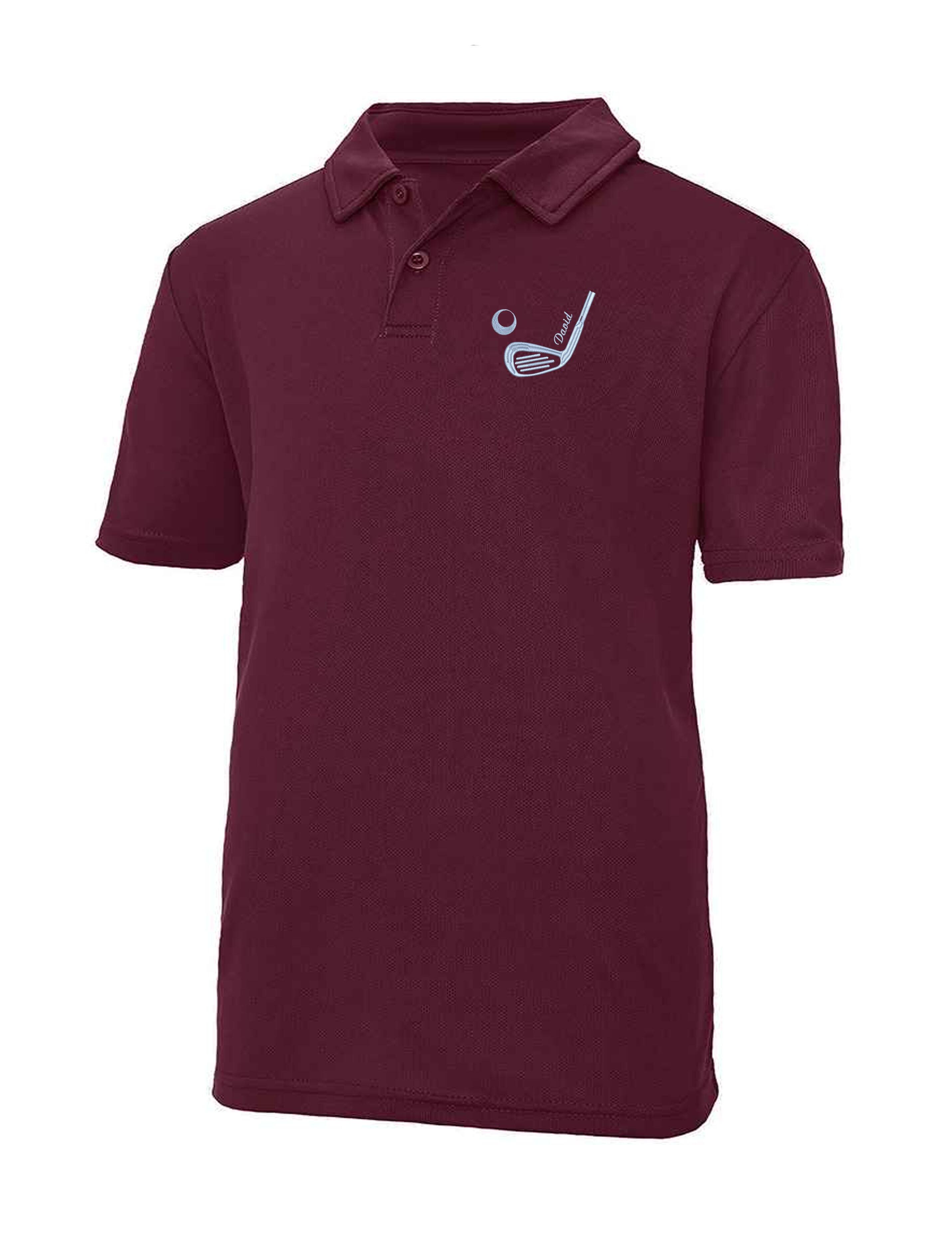 Golf Club Design Dri-Fit Kids Golf Polo Shirt Burgundy