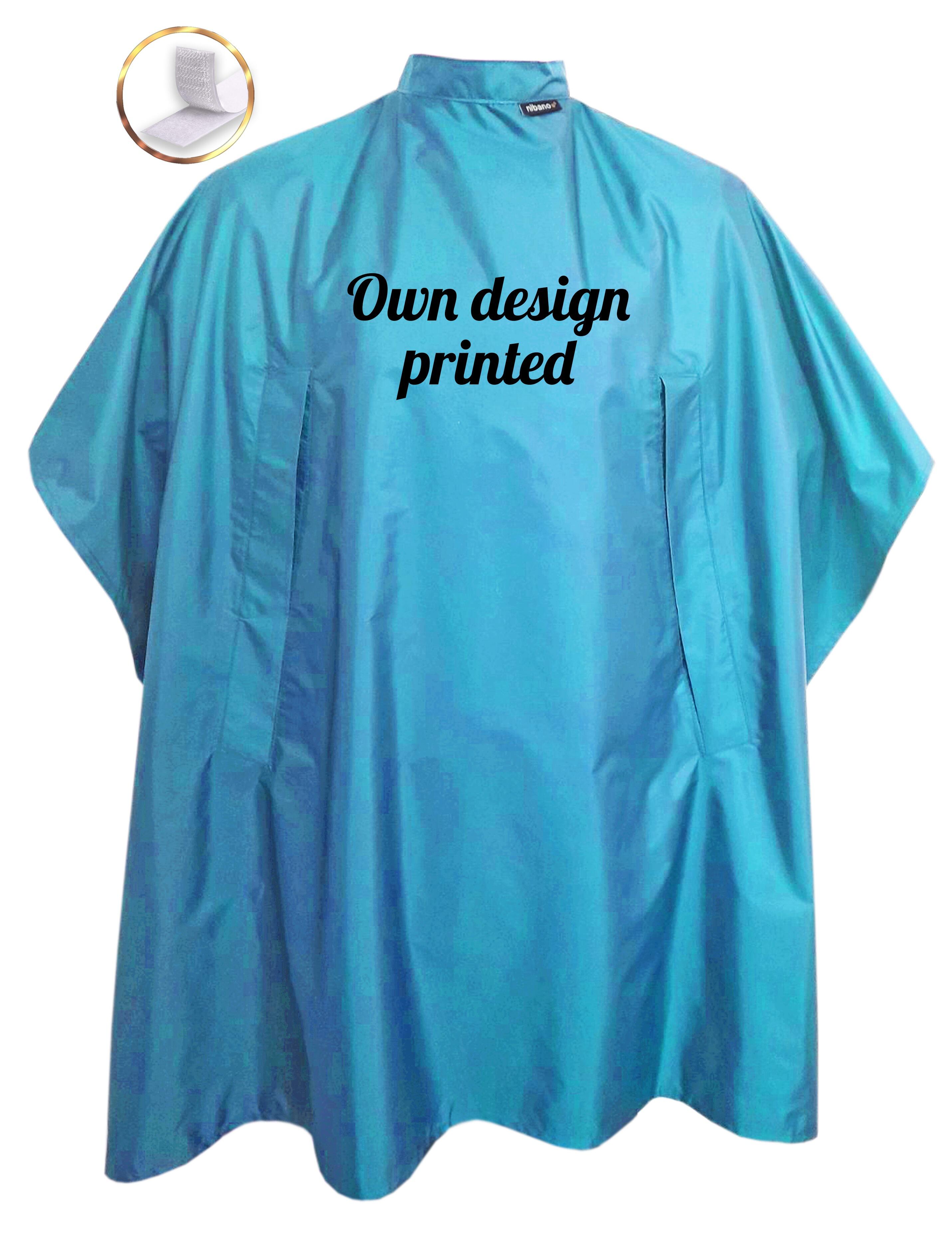 Personalised Hairdressing gown Turquoise with hand slits Printed