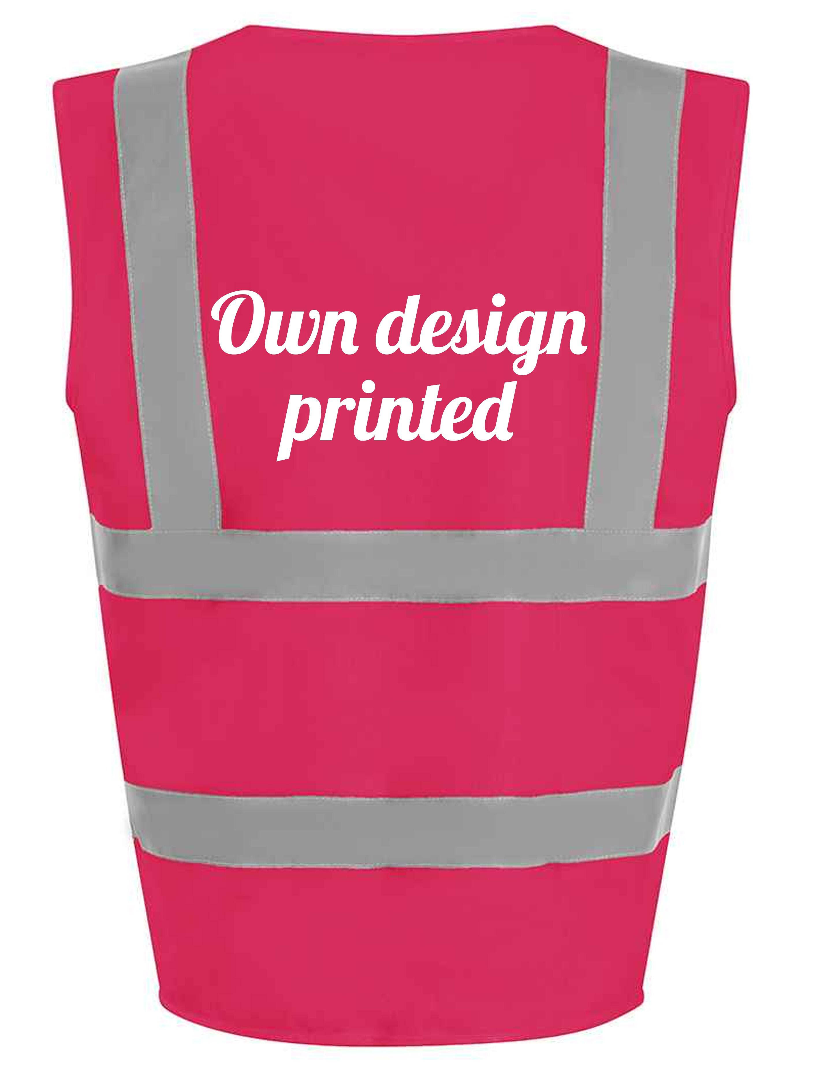 Printed High Visibility Waistcoat Pink with logo