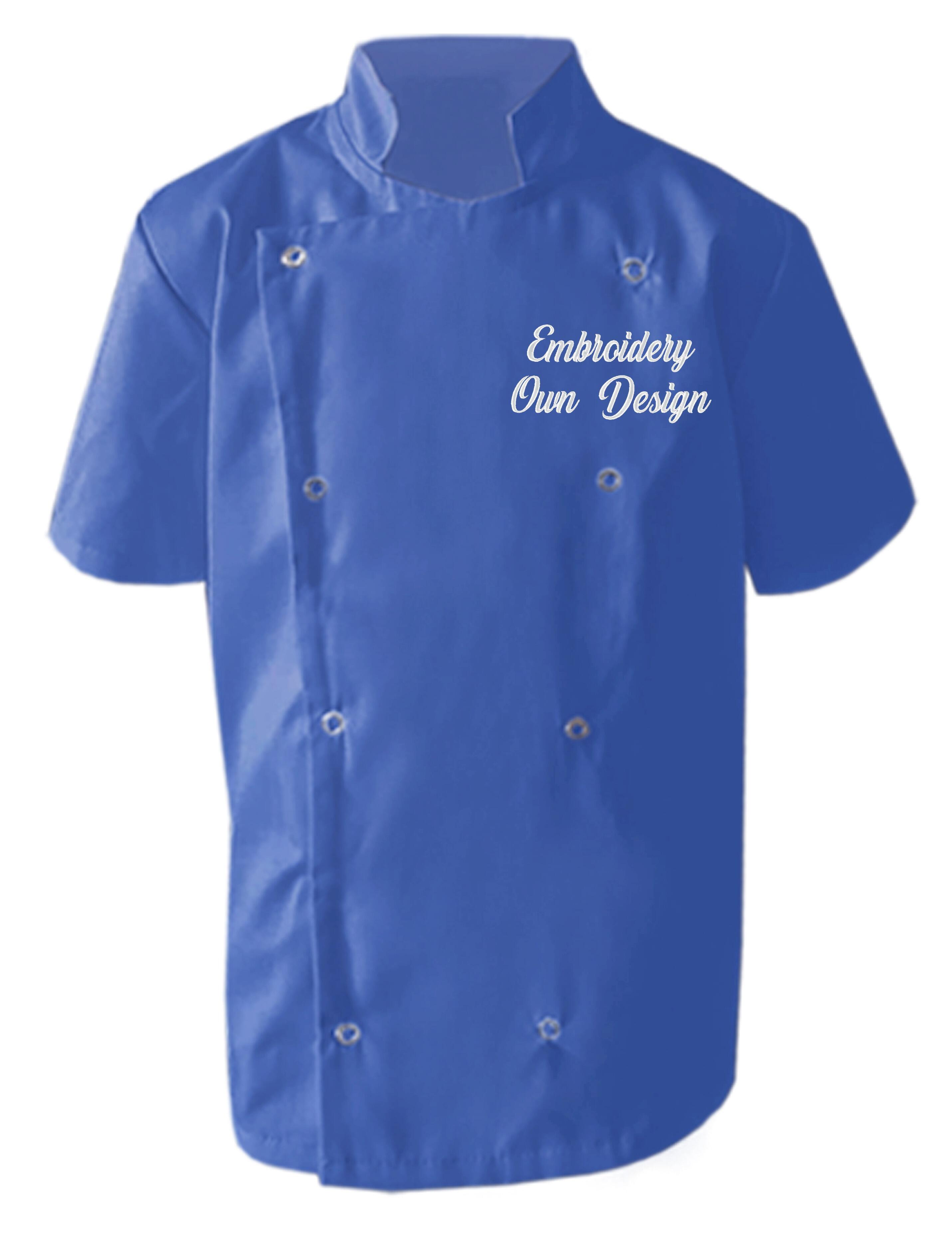 Personalised Kids Chef's Jacket Light Blue with Embroidery