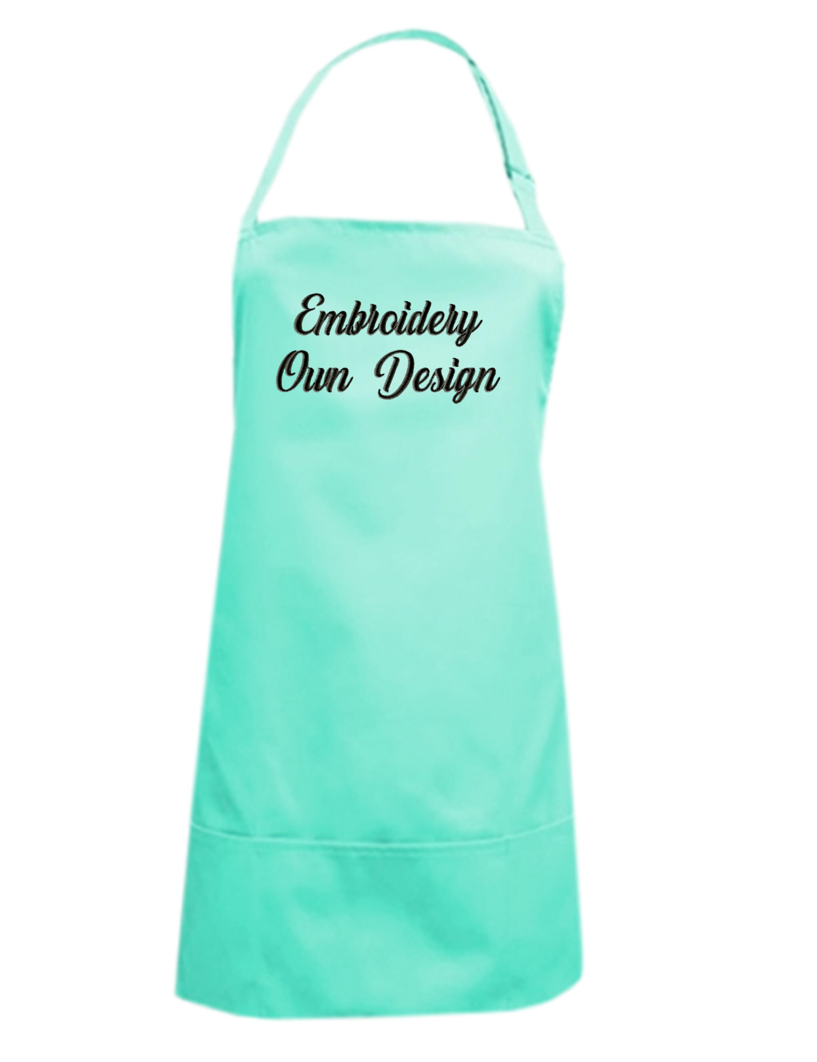Personalised Short Bib Apron Mint with embroidery
