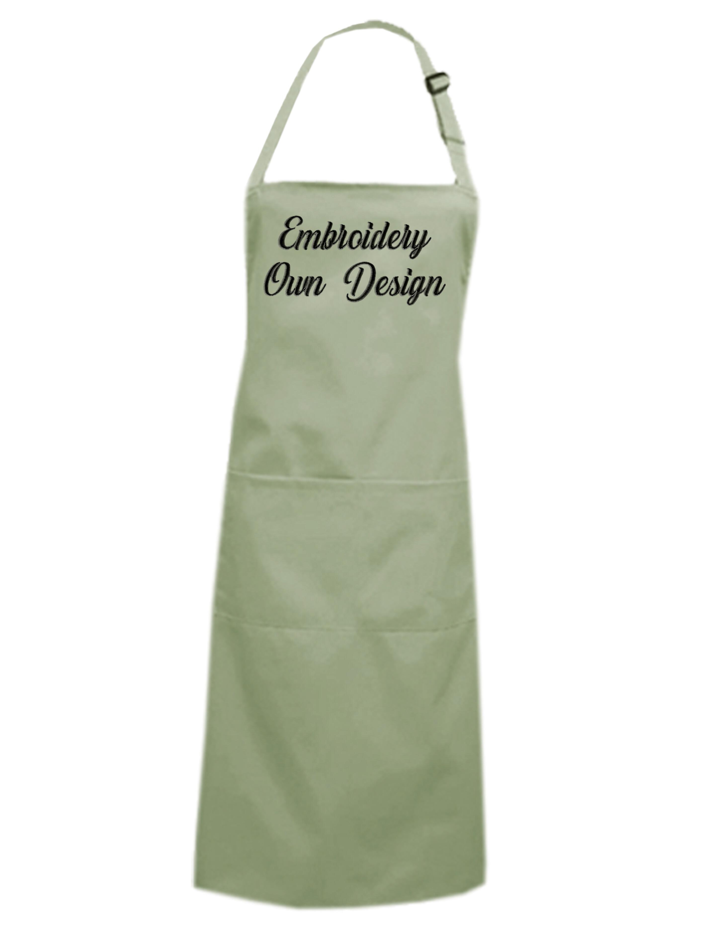 Personalised Embroidered Mid Length Pockets Apron Pistachio with logo