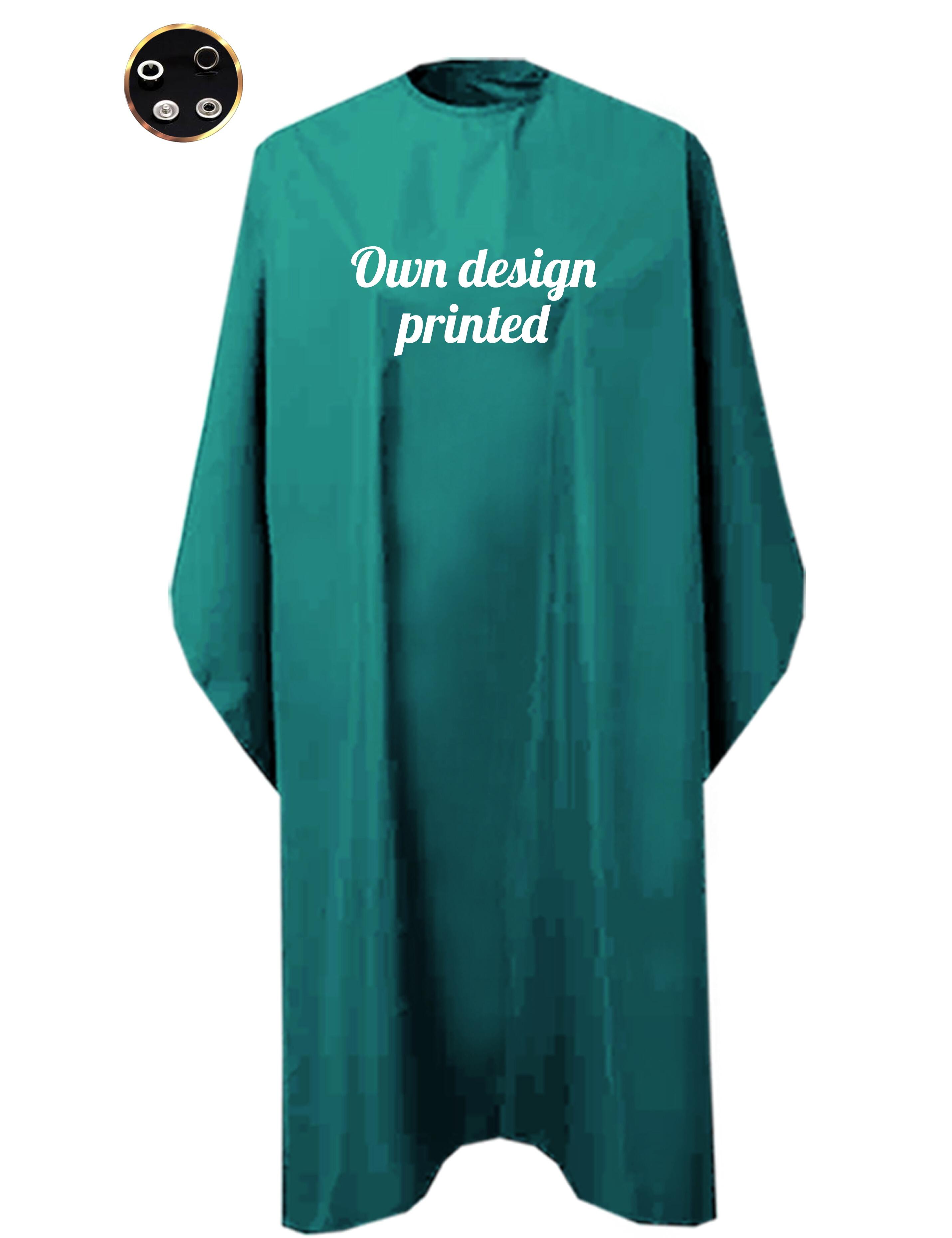 Printed Hairdressing gown with poppers teal printed