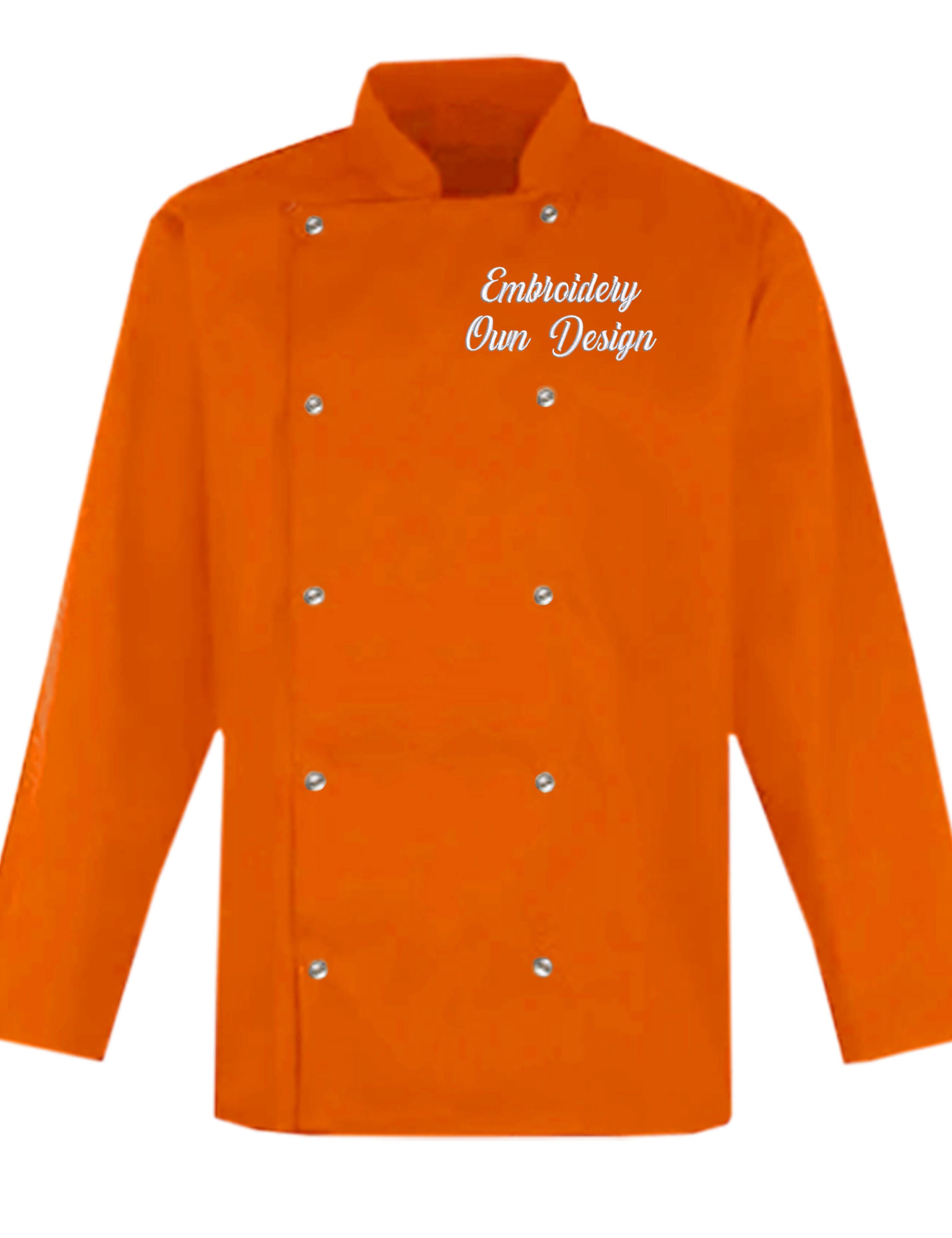 Personalised Long Sleeve Chef's Jacket orange with embroidery