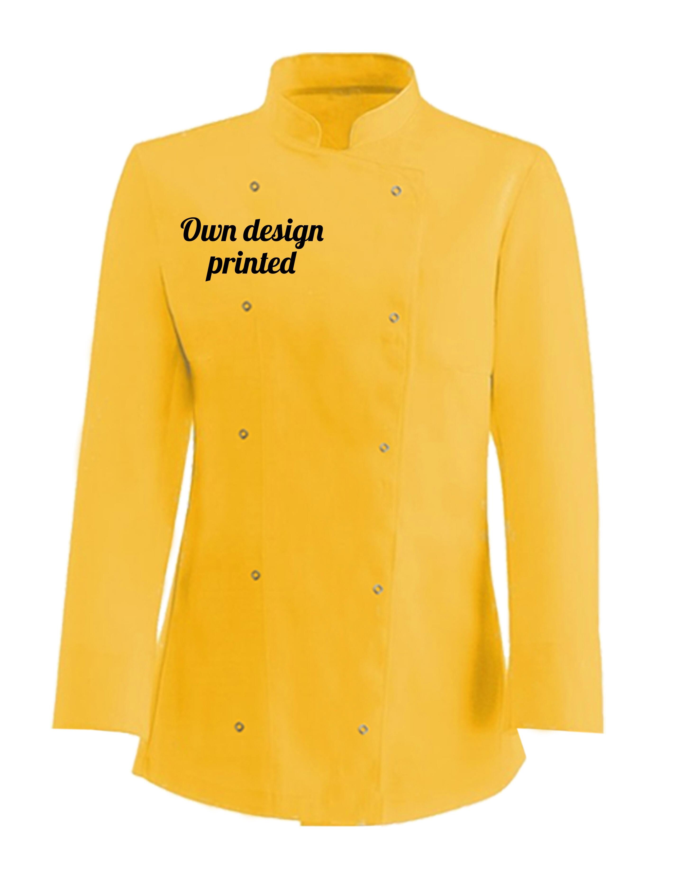 Personalised Printed Ladies Long Sleeve Chef's Jacket yellow