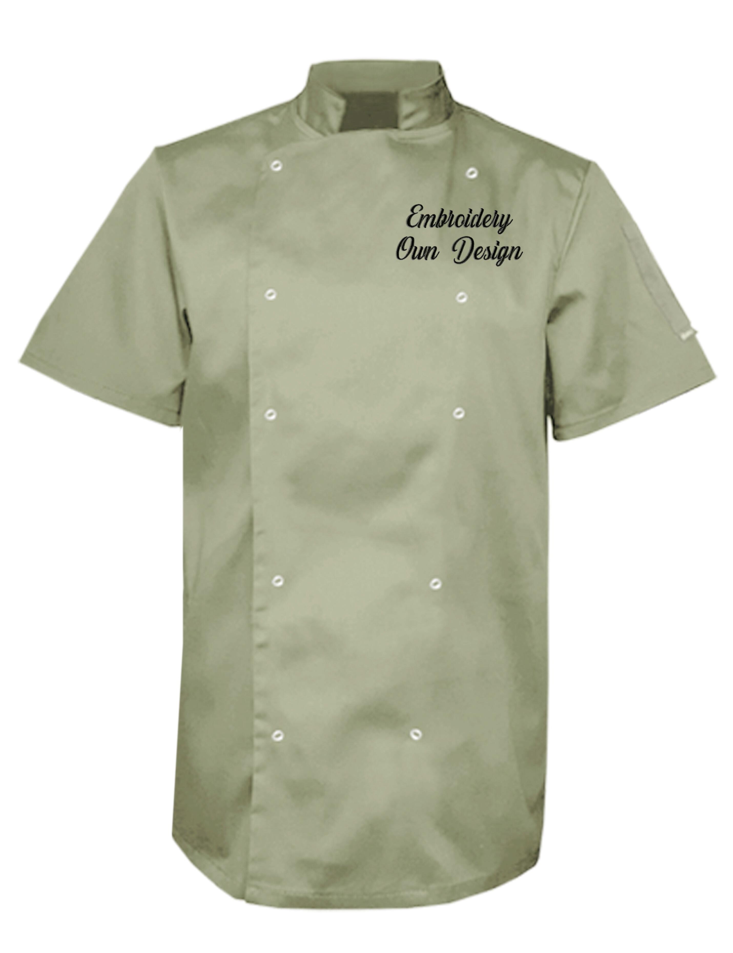 Personalised Embroidered Plus Size Short Sleeve Chef's Jacket Pistachio