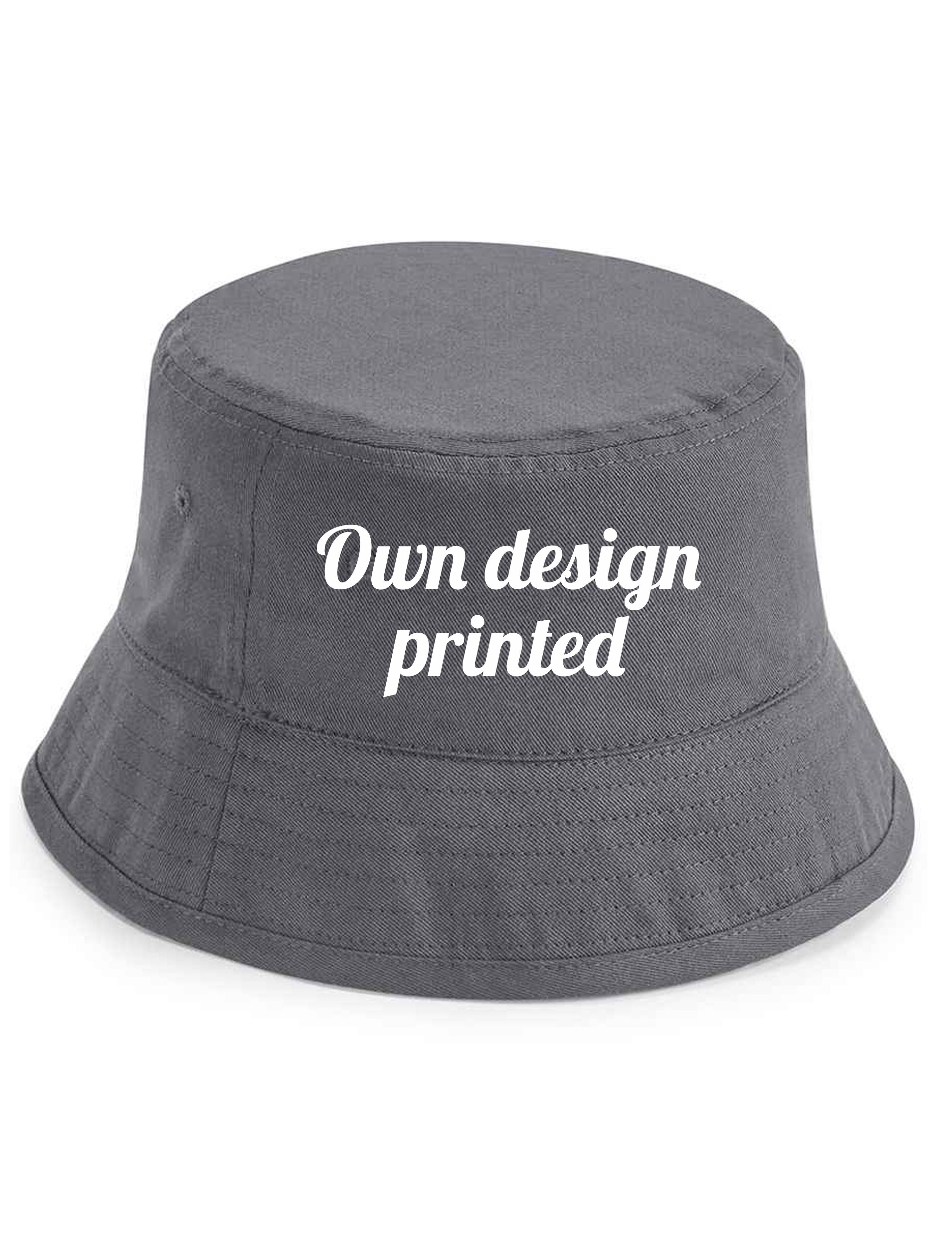 Personalised Organic cotton bucket hat dark grey with print