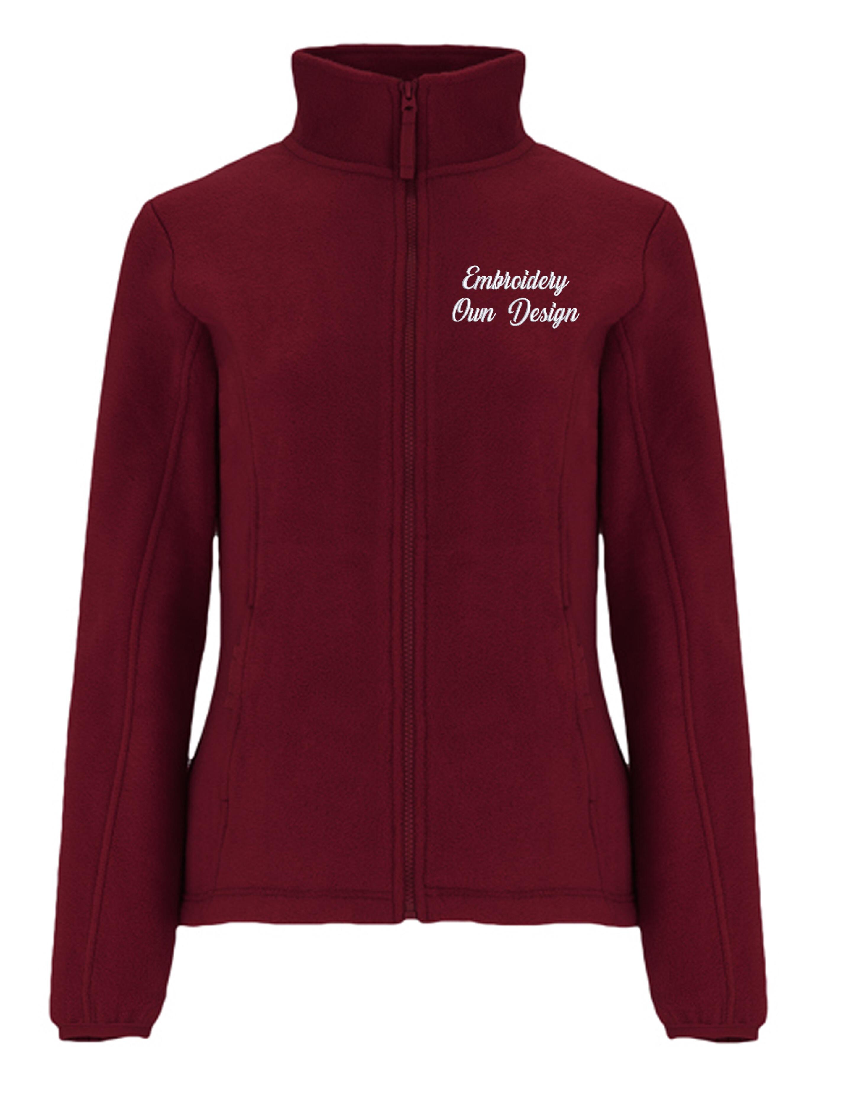 Personalised Women's Fleece Jacket with embroidery burgundy