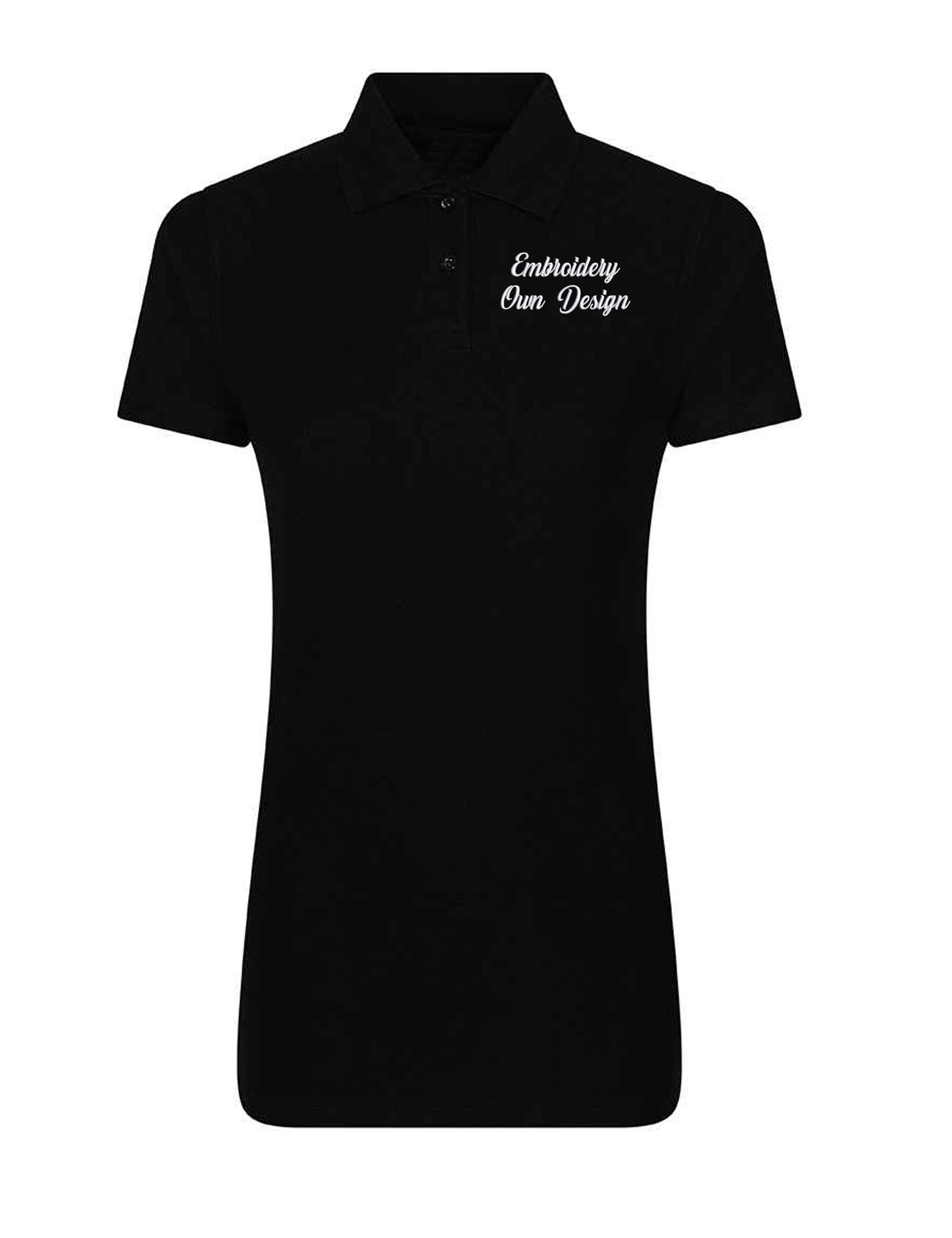 Personalised Women's Short Sleeve Polo Shirt with embroidery black