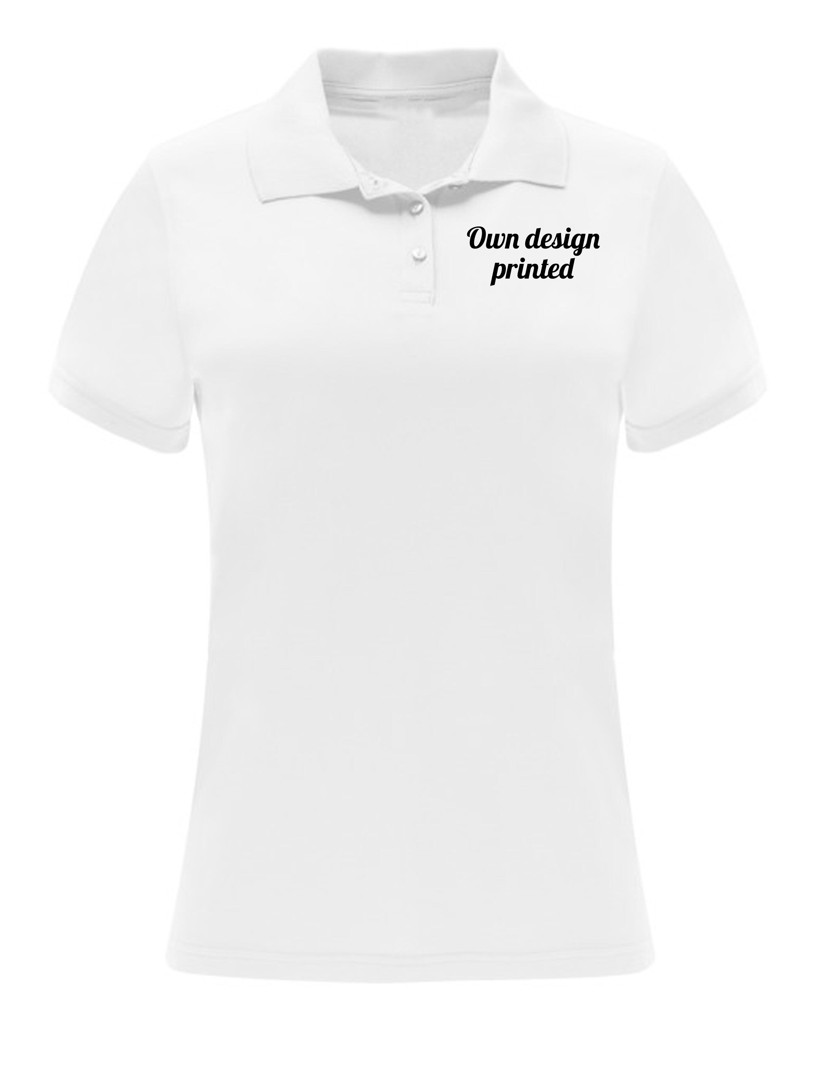 PERSONALISED DRI-FIT WOMENS POLO SHIRT WITH PRINT WHITE