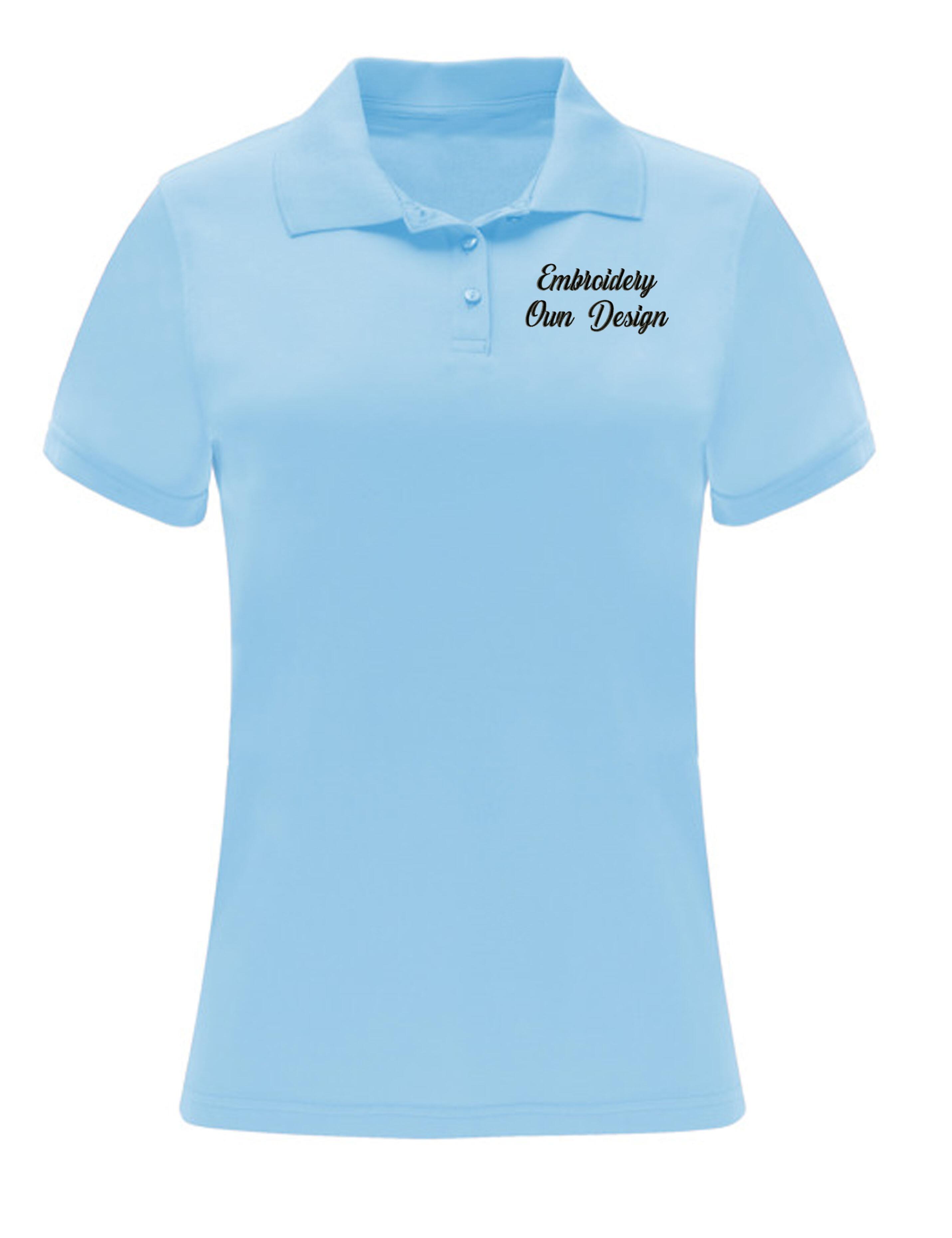 Personalised Dri-FIT Women's Short Sleeve Polo Shirt with embroidery Light Blue