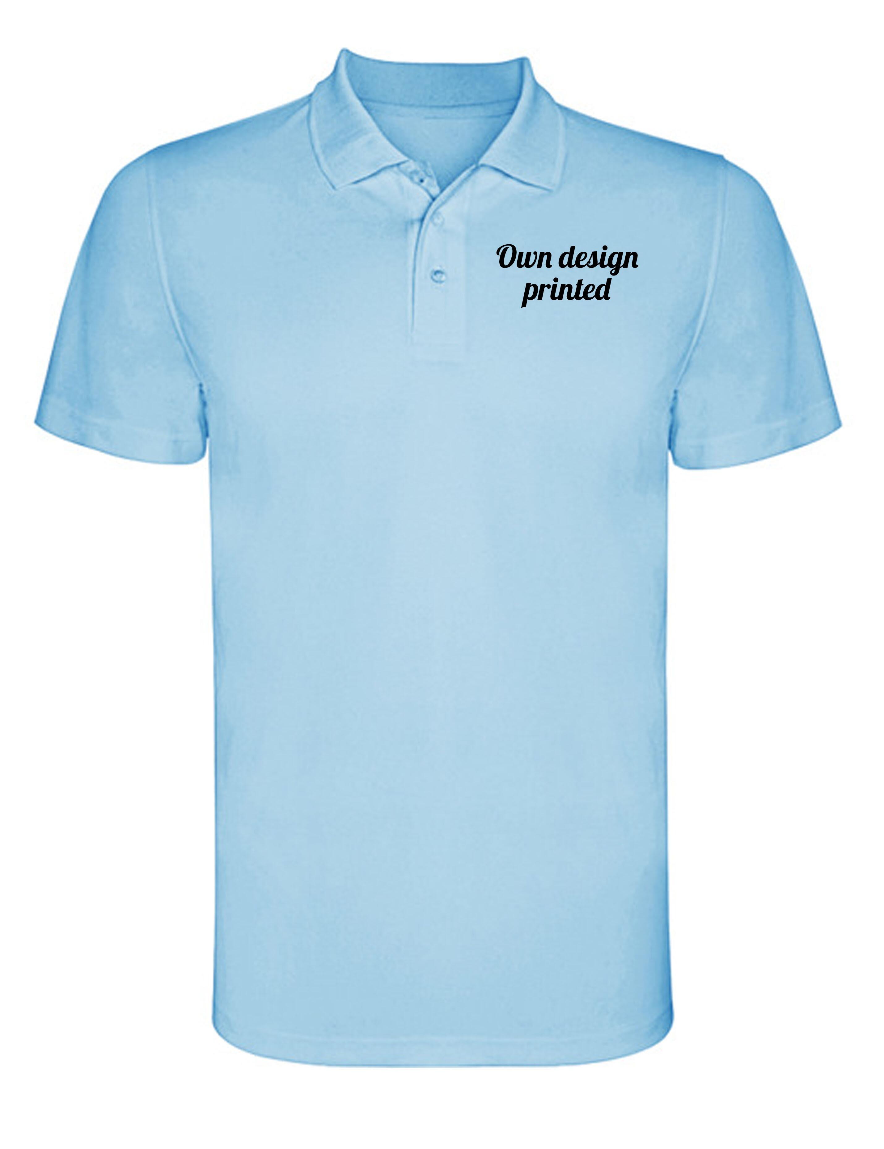 Personalised Dri-FIT Short Sleeve Polo Shirt with Print light blue