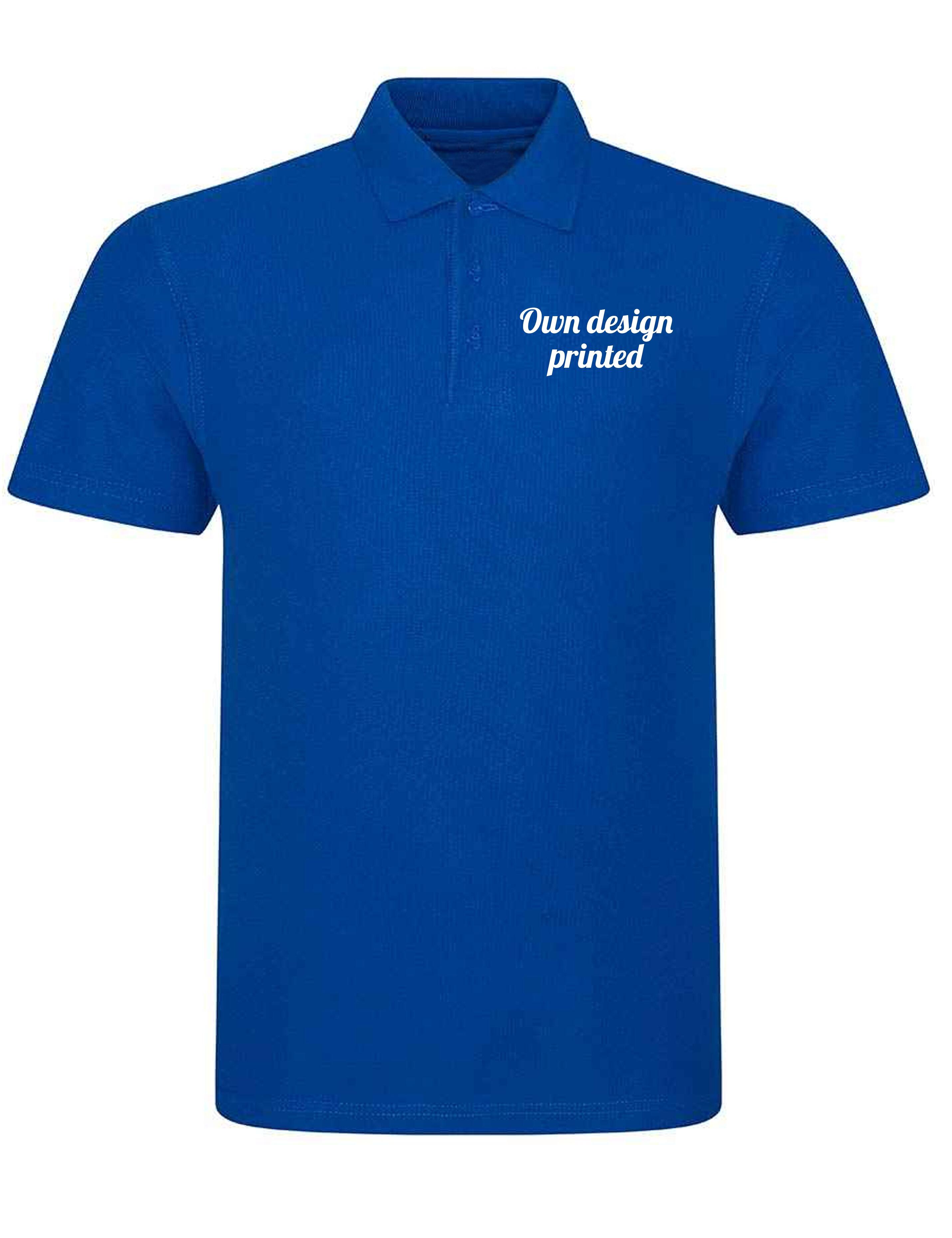 Personalised Plus Size Polo Shirt with print royal blue