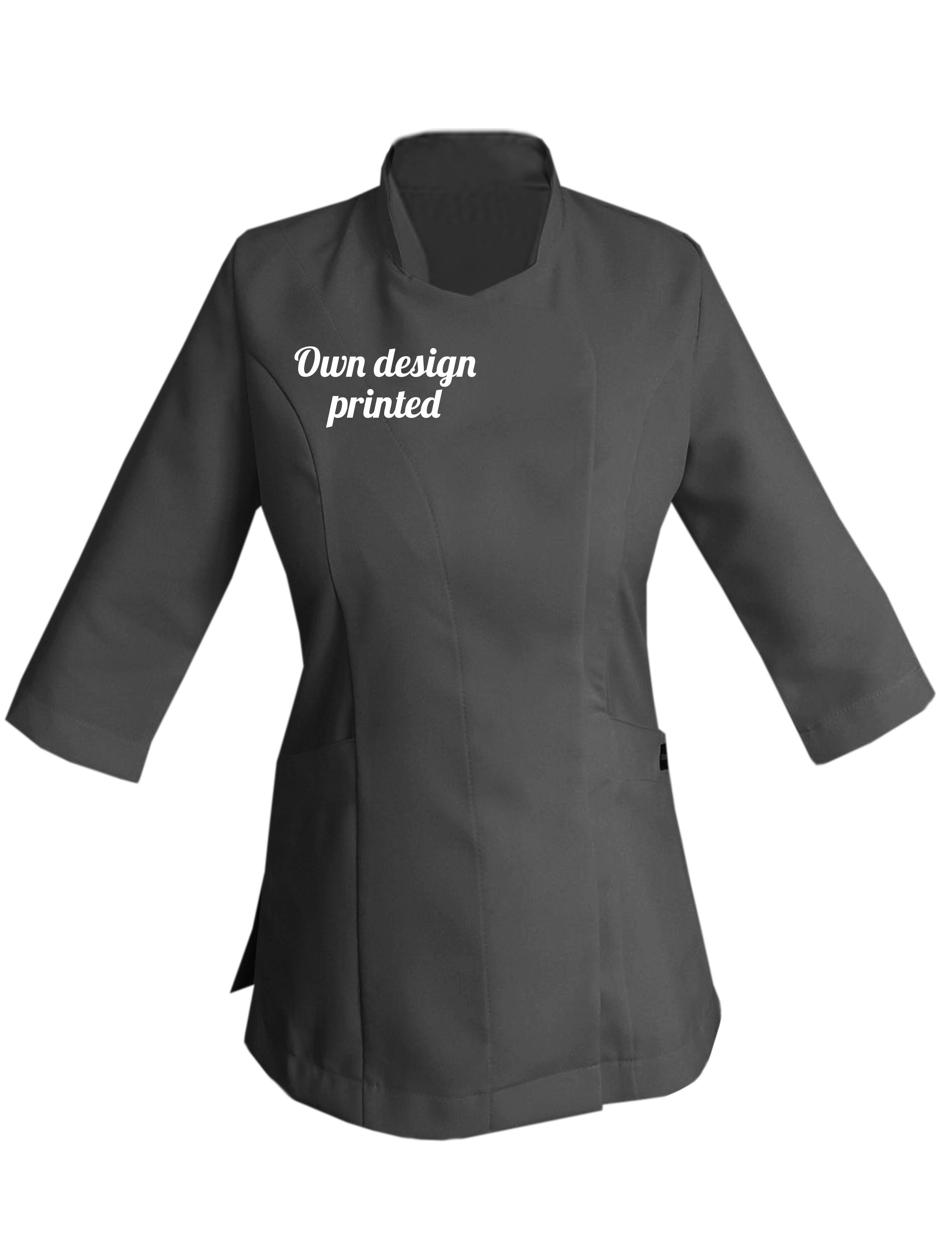 Personalised Women's Quarter Sleeve Beauty Tunic with print Dark Grey