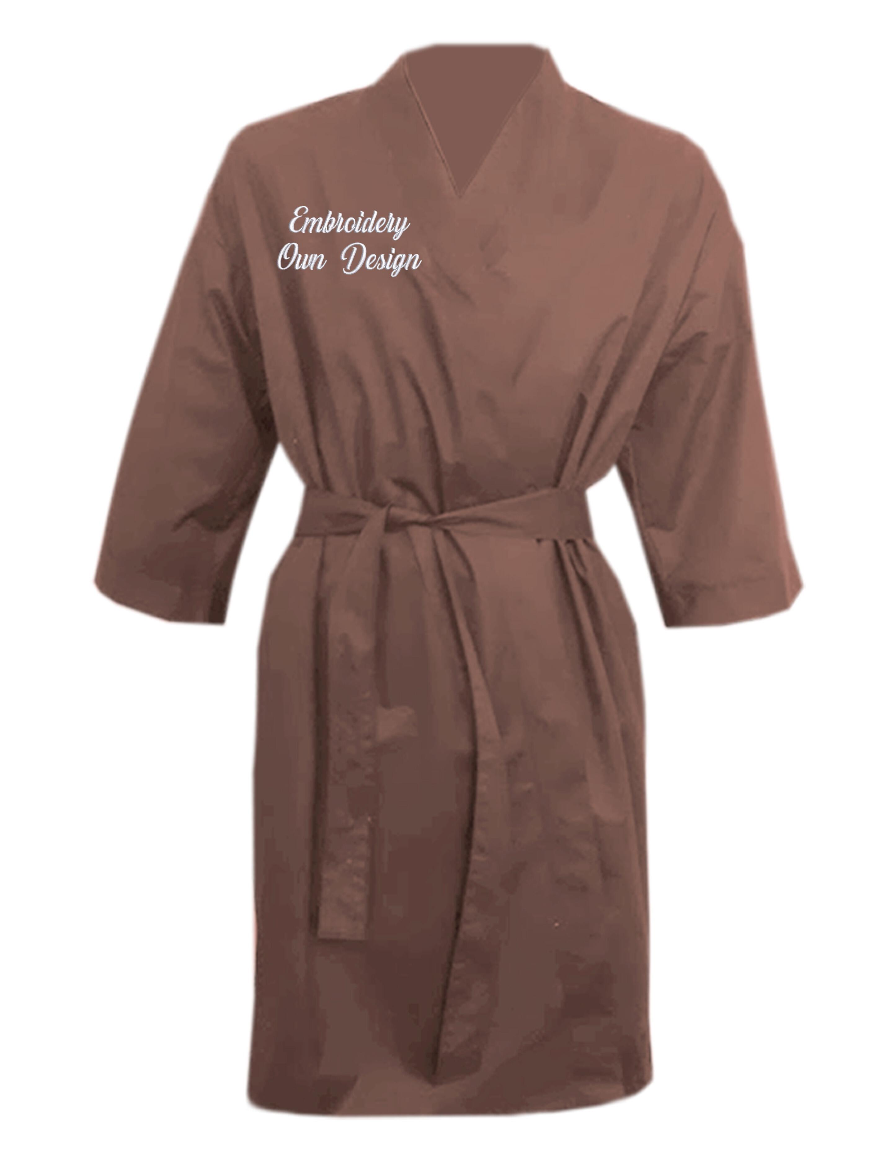 Personalised Hairdressing Kimono Gown Coffee with embroidery