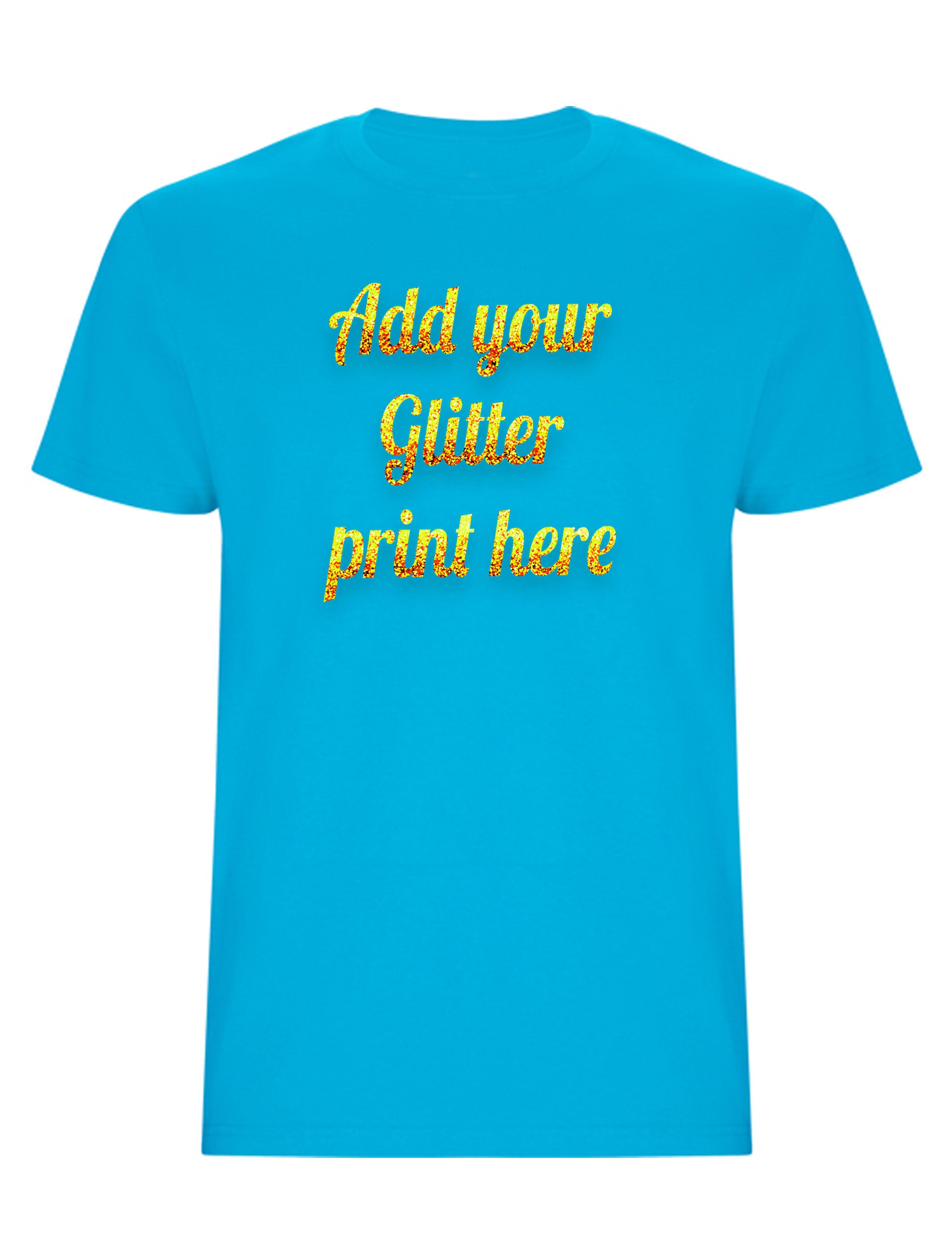 Custom Heavyweight Kids T-Shirt Turquoise with Glitter Print