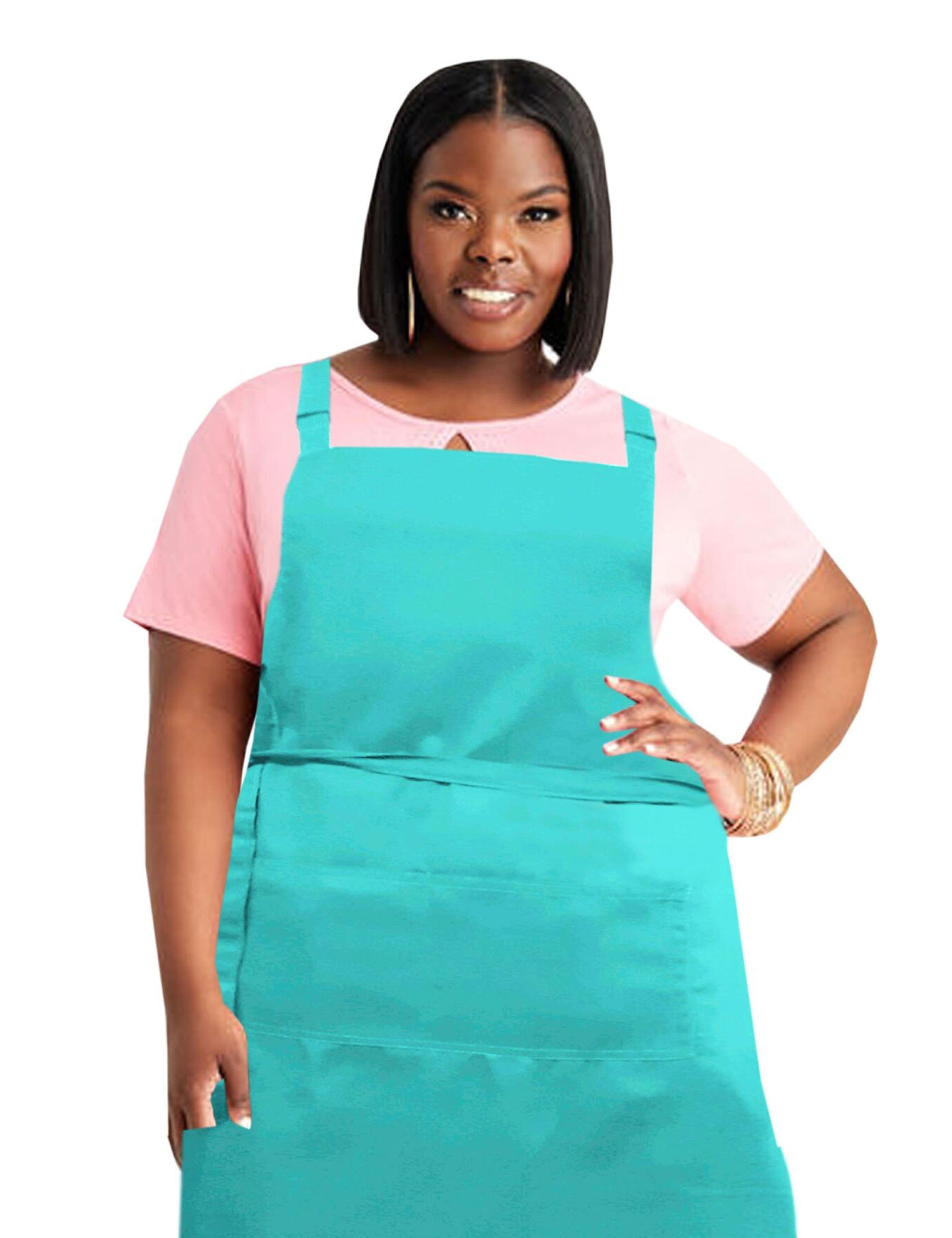 Plain Mint bib apron in plus size for chefs, baristas, and stylists
