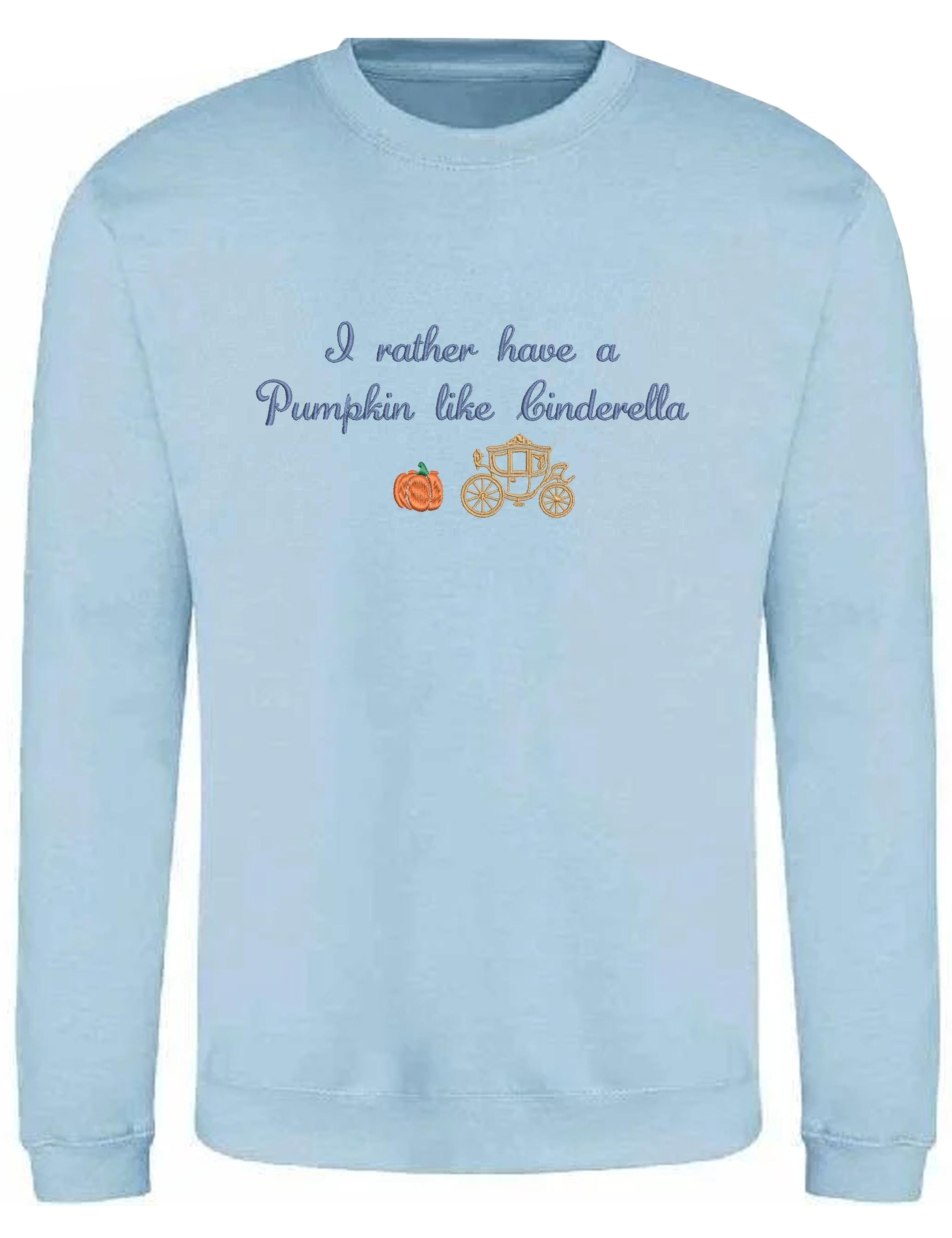 Custom Embroidered Halloween Cinderella Jumper Light Blue