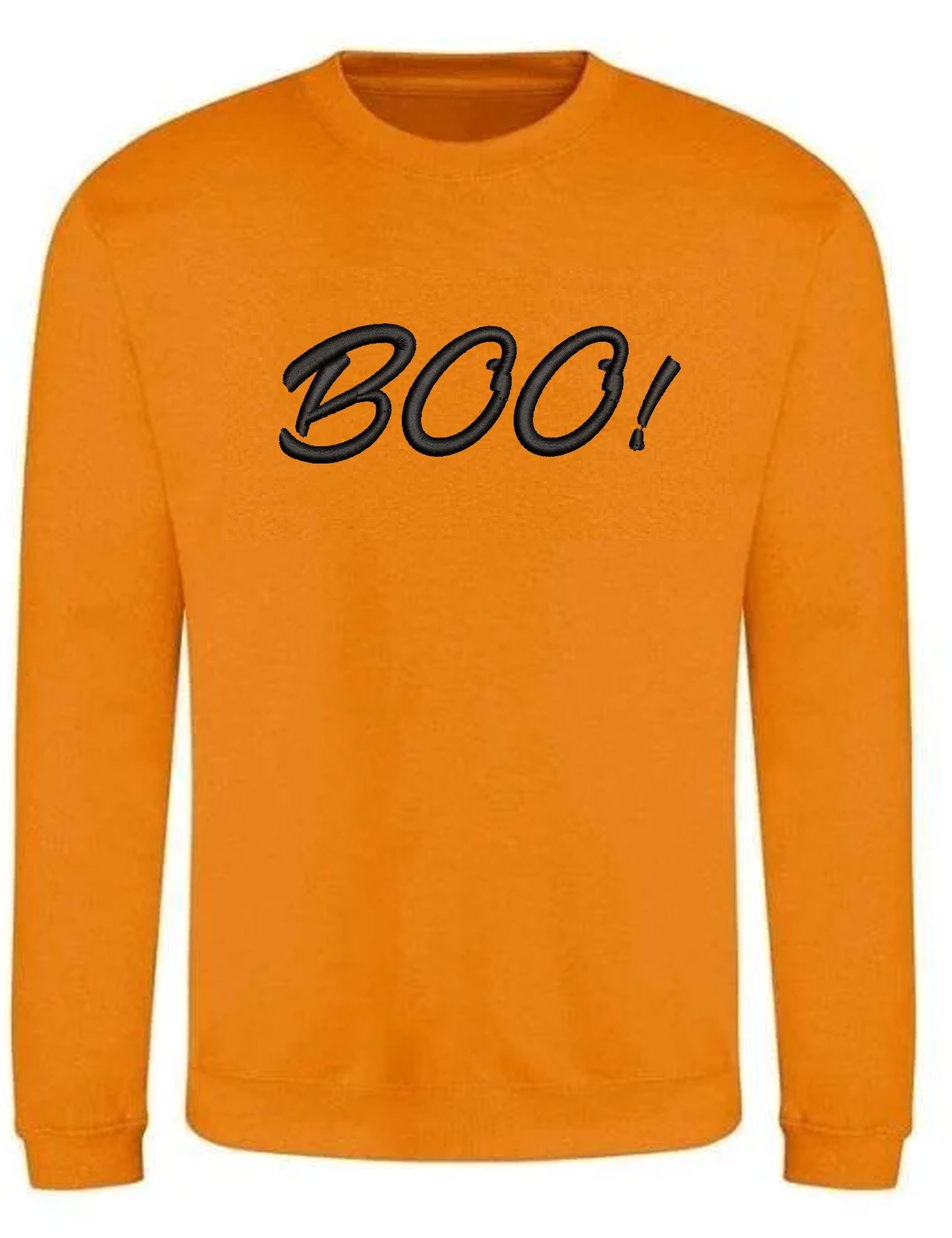 Custom Halloween Boo Jumper Orange with embroidery