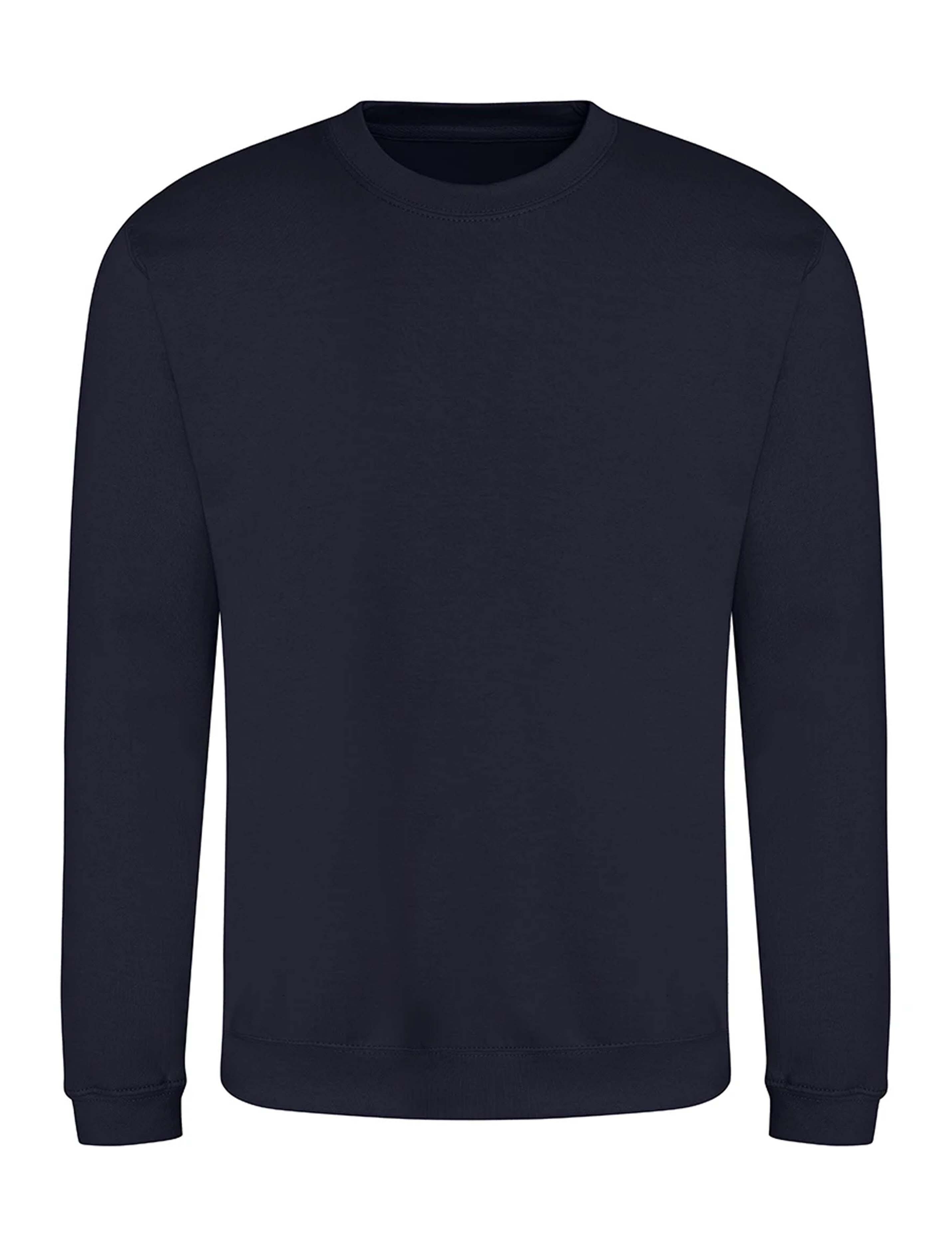 Navy crewneck jumper available in plain, printed or embroidered styles
