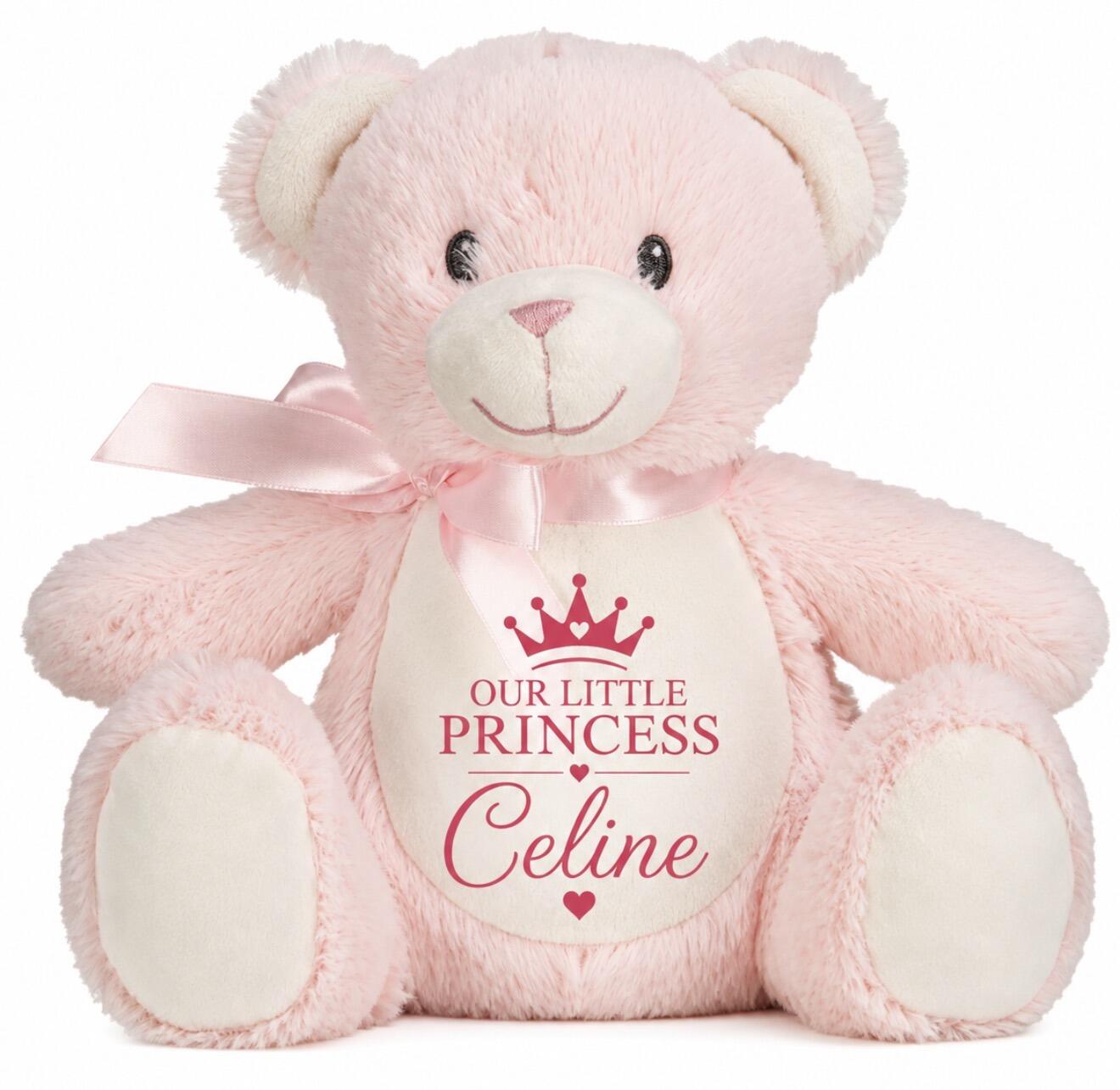 Personalised Small Teddy Bear Pink with print