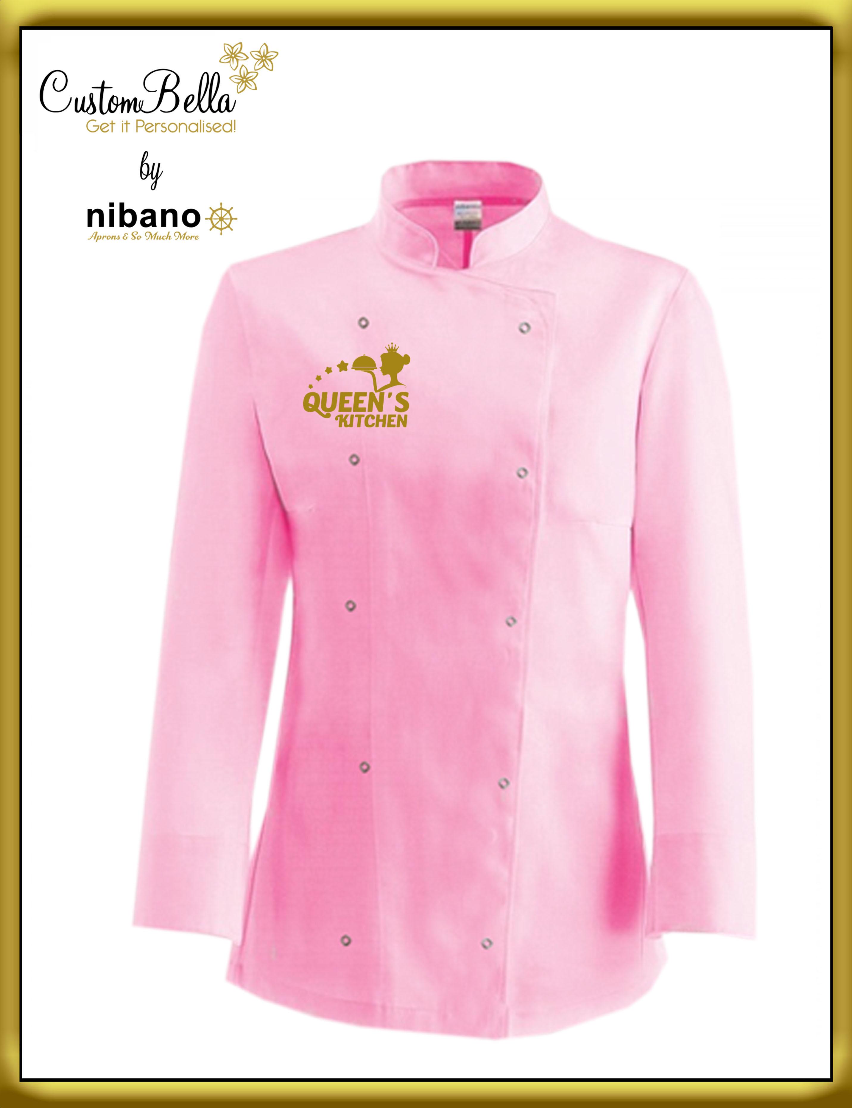 Personalised Long Sleeve Ladies Chef's Jacket pink
