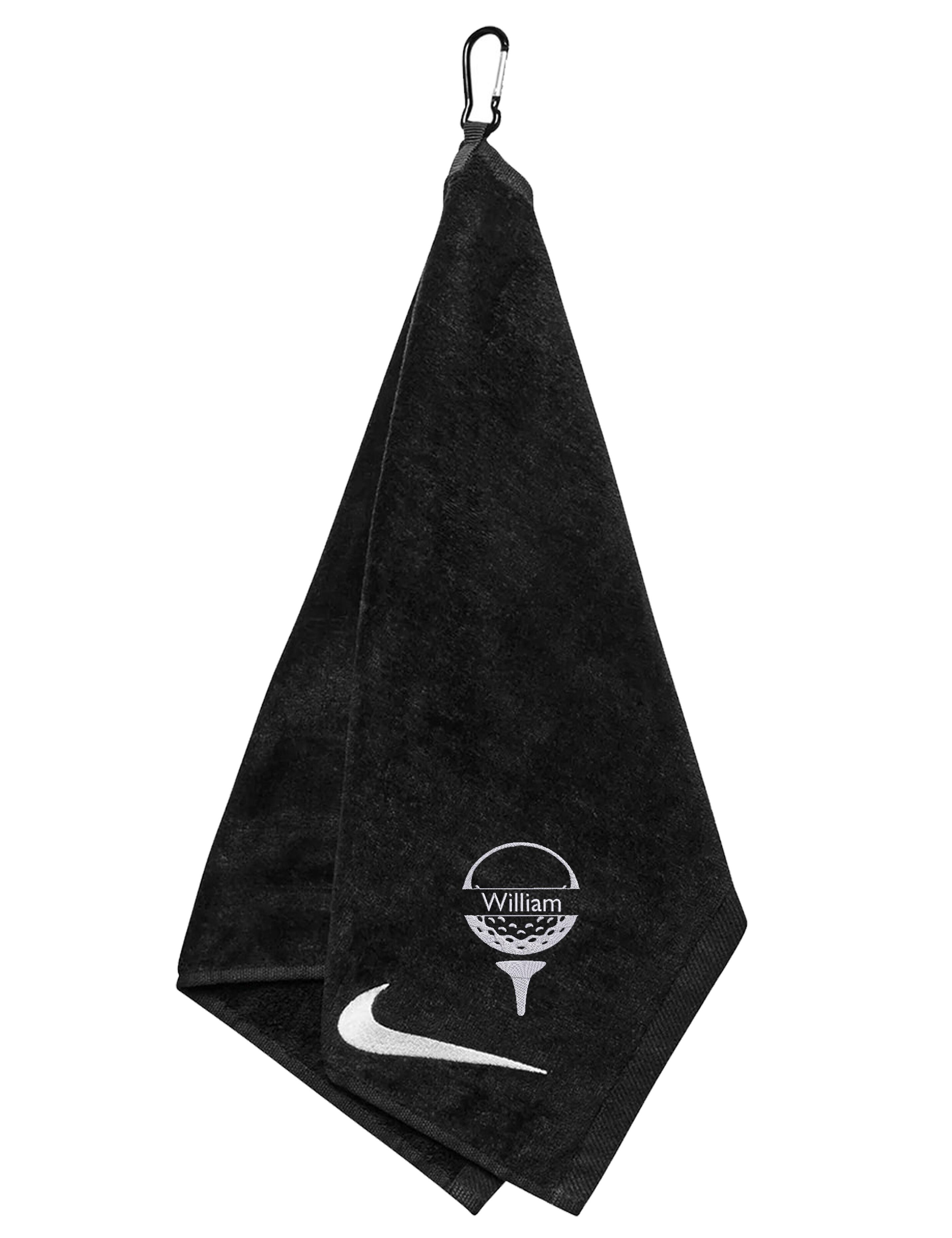Golf Ball Design Nike Custom Cotton Golf Towel Black