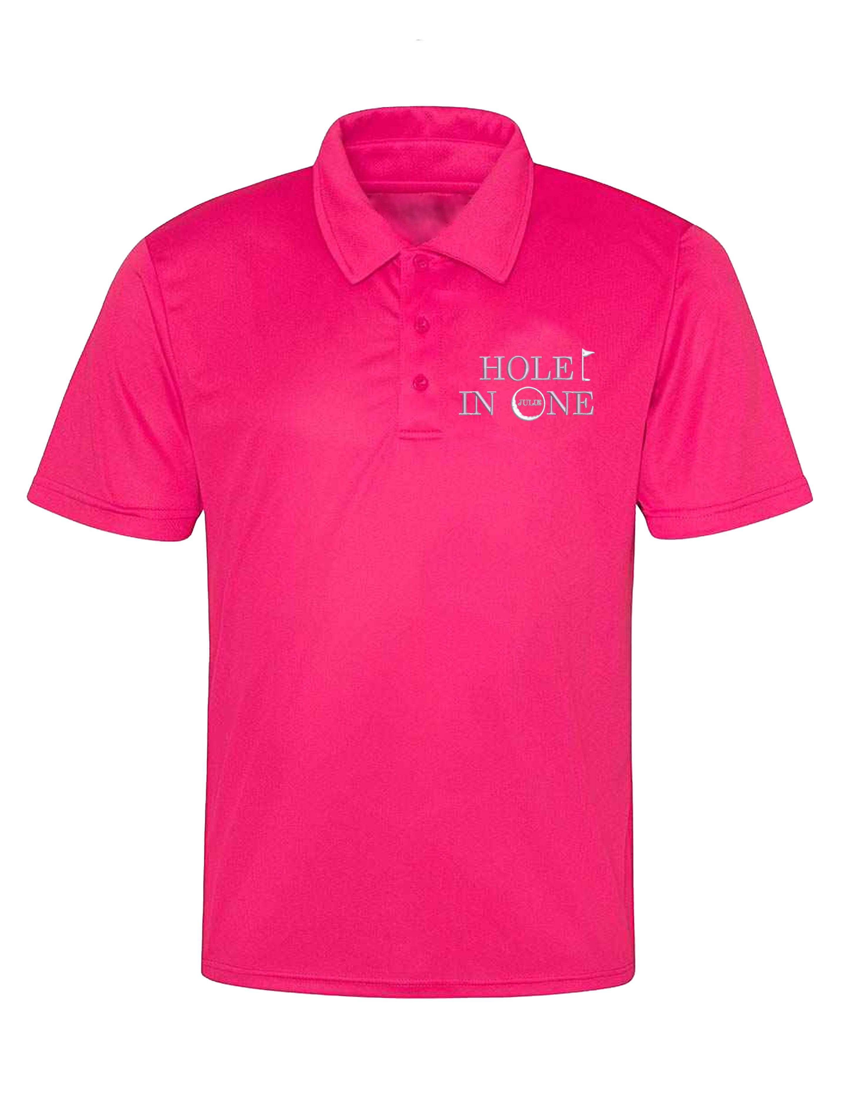 Hole in 1 Design Dri Fit Golf Polo Shirt Hot Pink