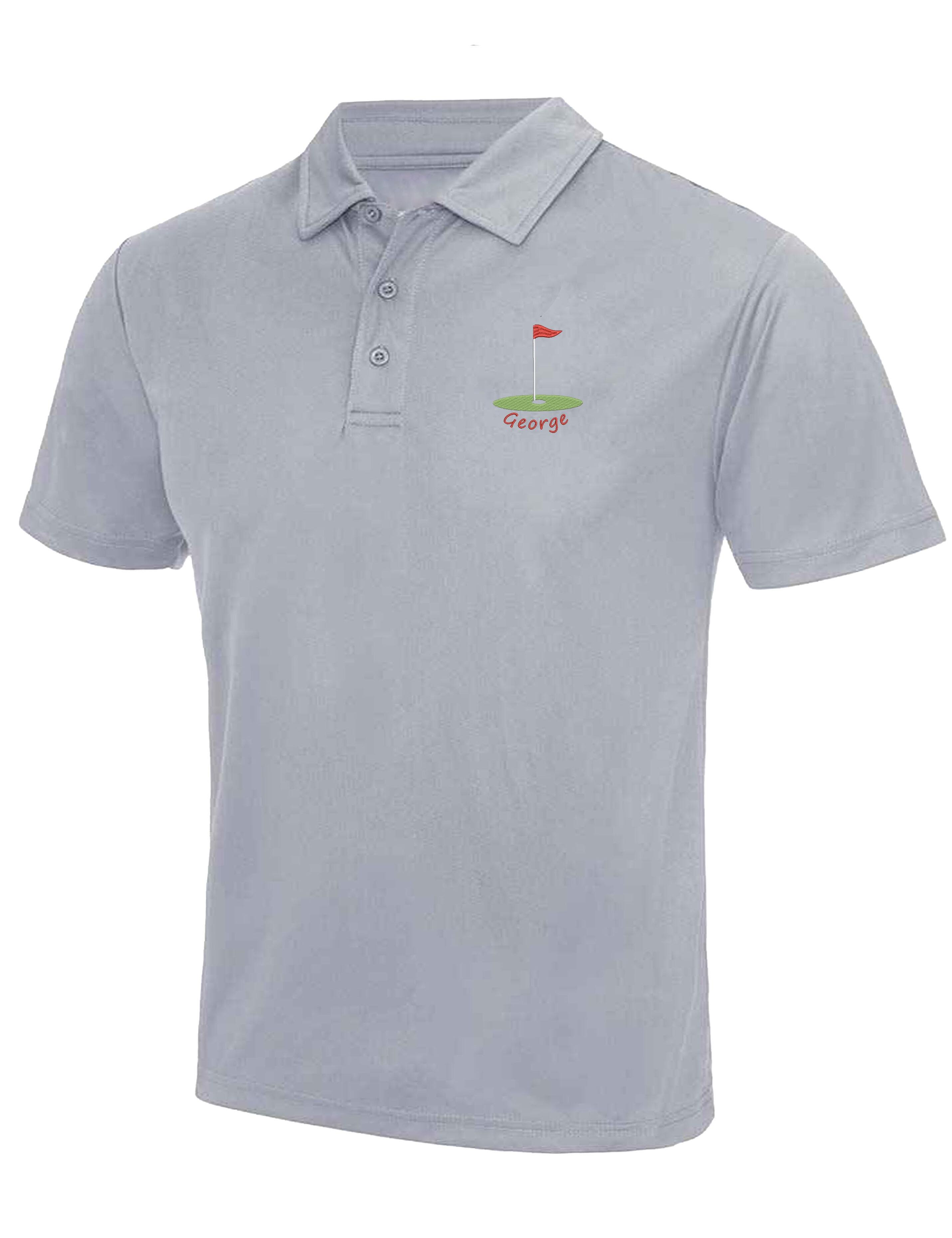 Golf Flag Design Dri-Fit Golf Polo Shirt Heather Grey