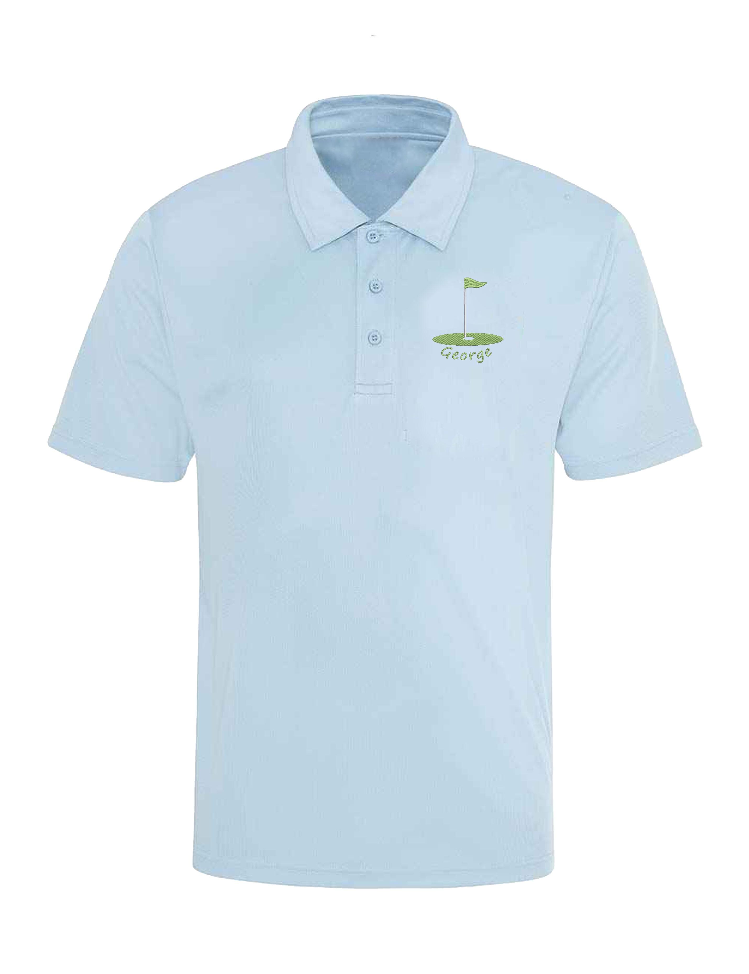 Golf Flag Design Dri-Fit Golf Polo Shirt Light Blue