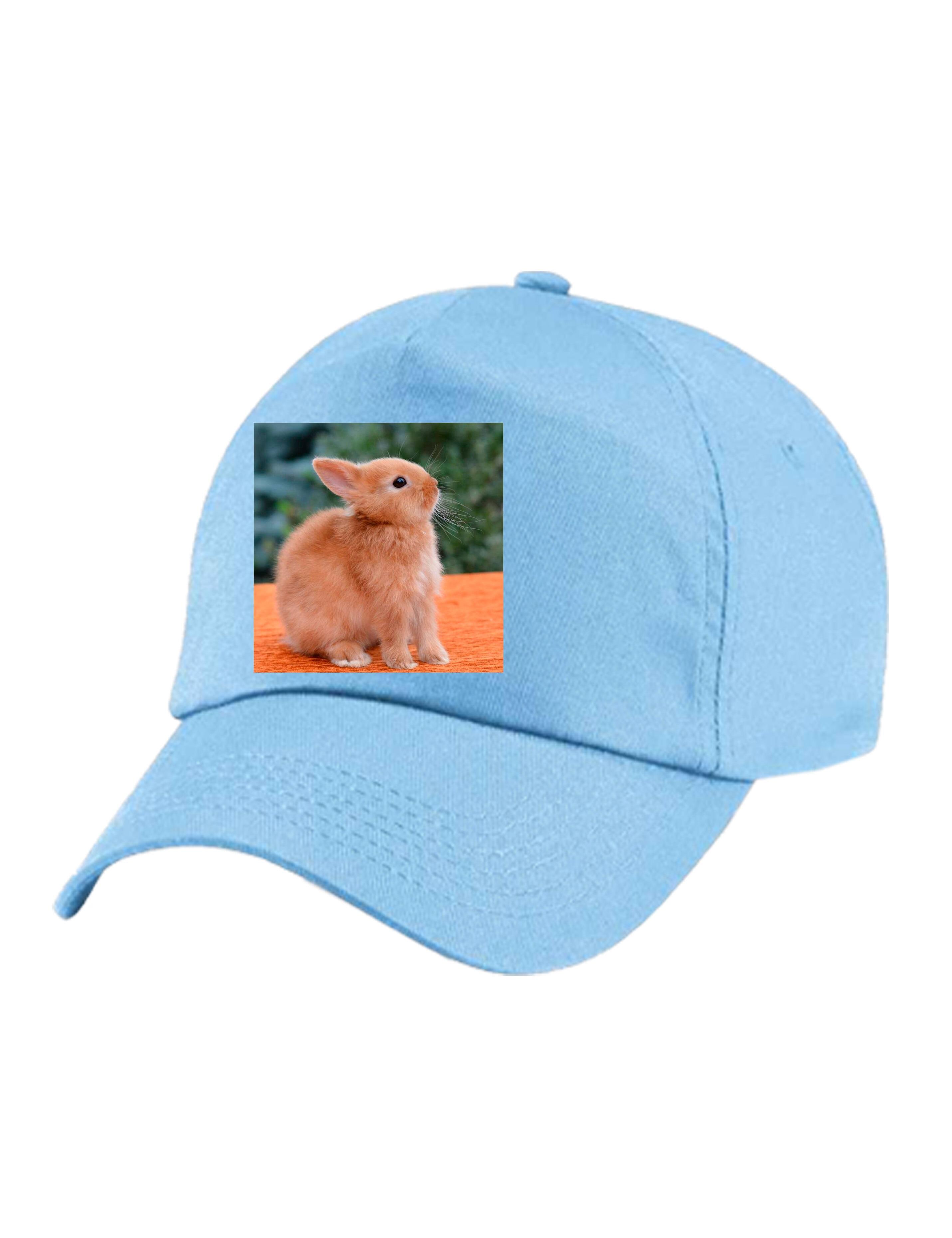 Customised photo printed cap light blue