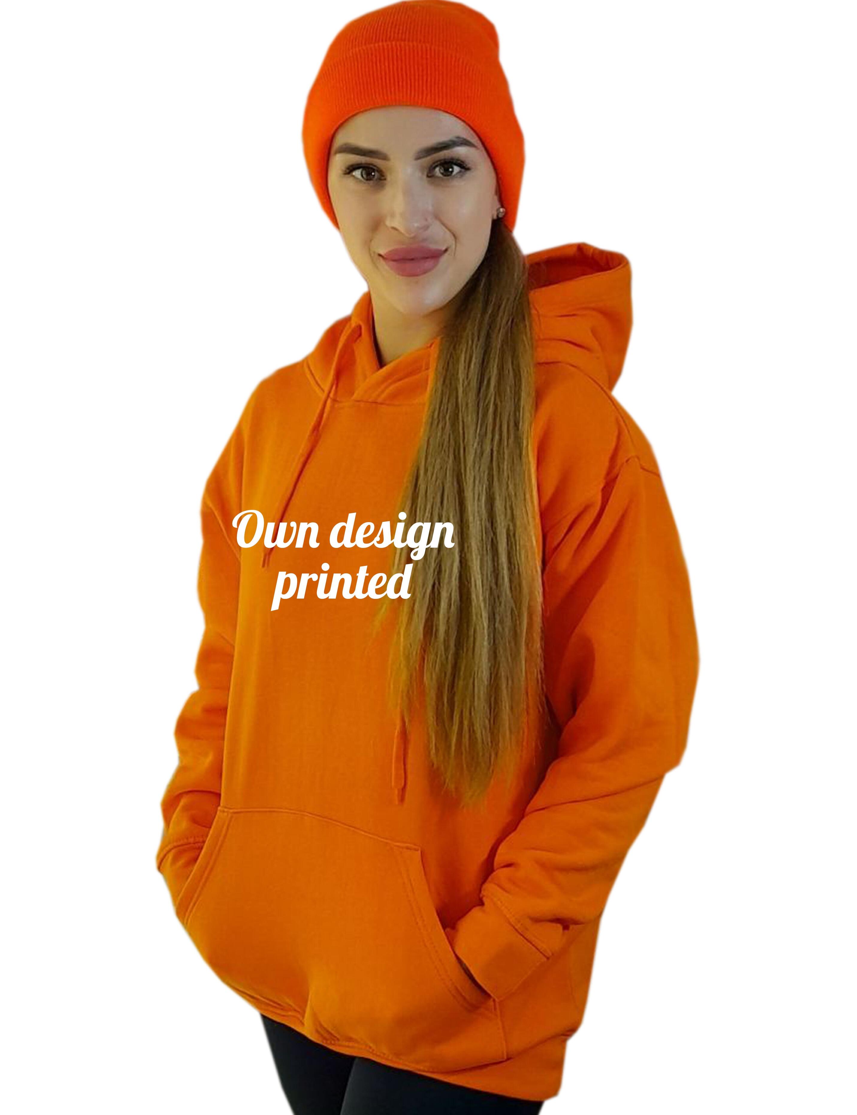 Personalised Unisex Hoodie Orange with print