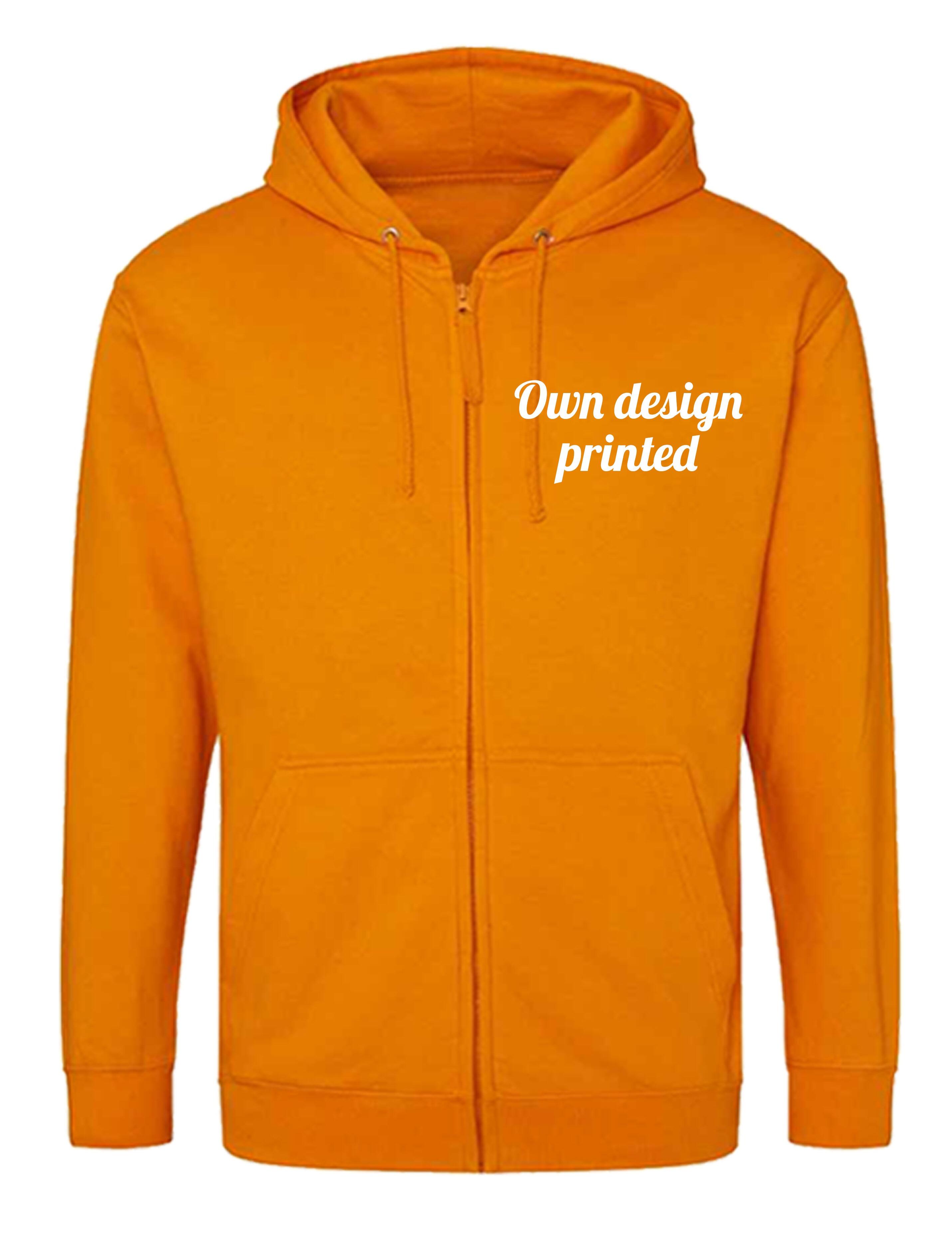 Printed Zip Hoodie Orange