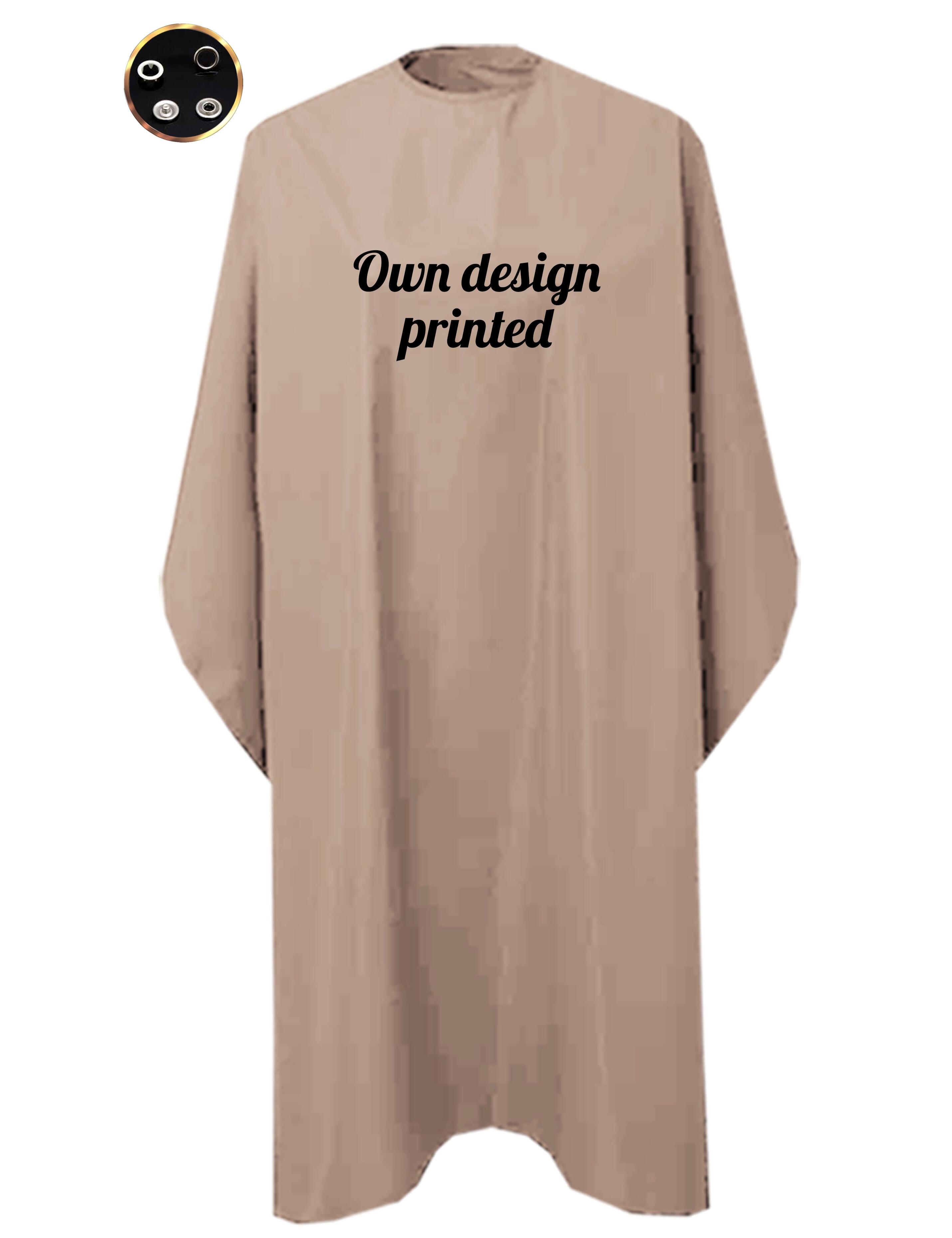 Personalised Hairdressing gown with poppers Latte printed