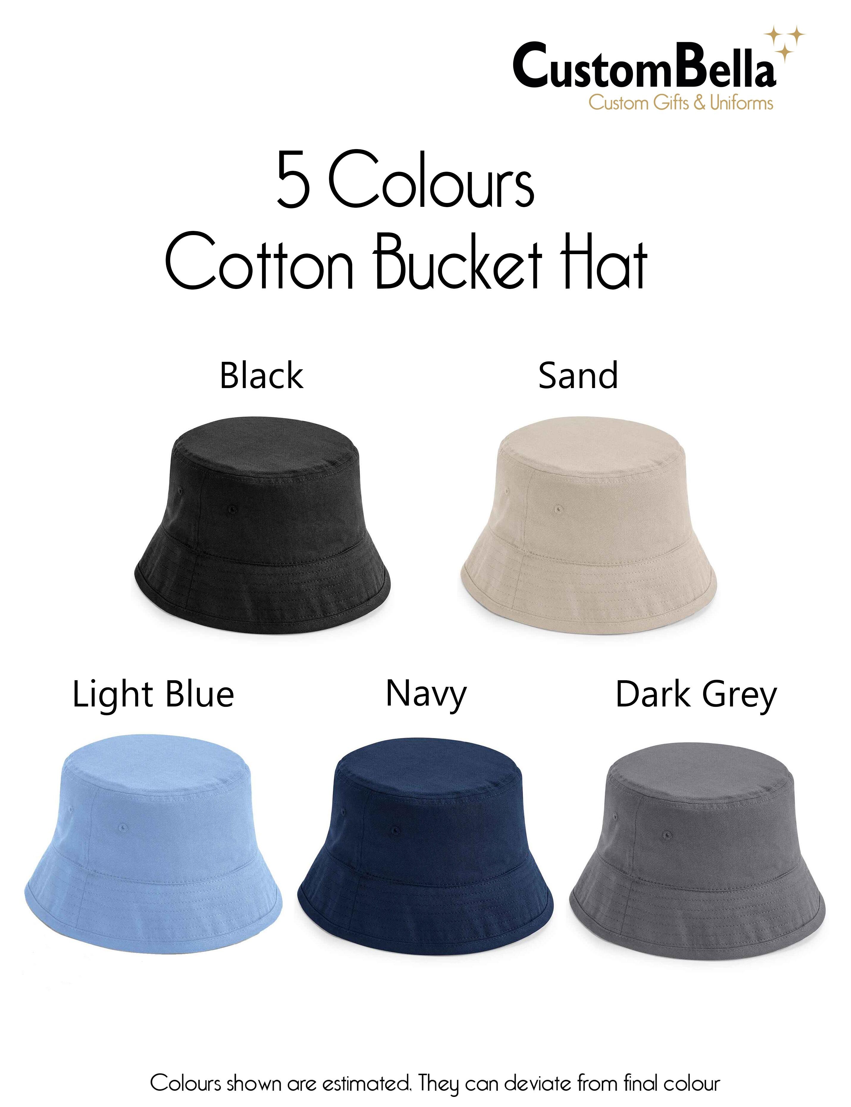 Custom Organic cotton bucket hat dark grey with print