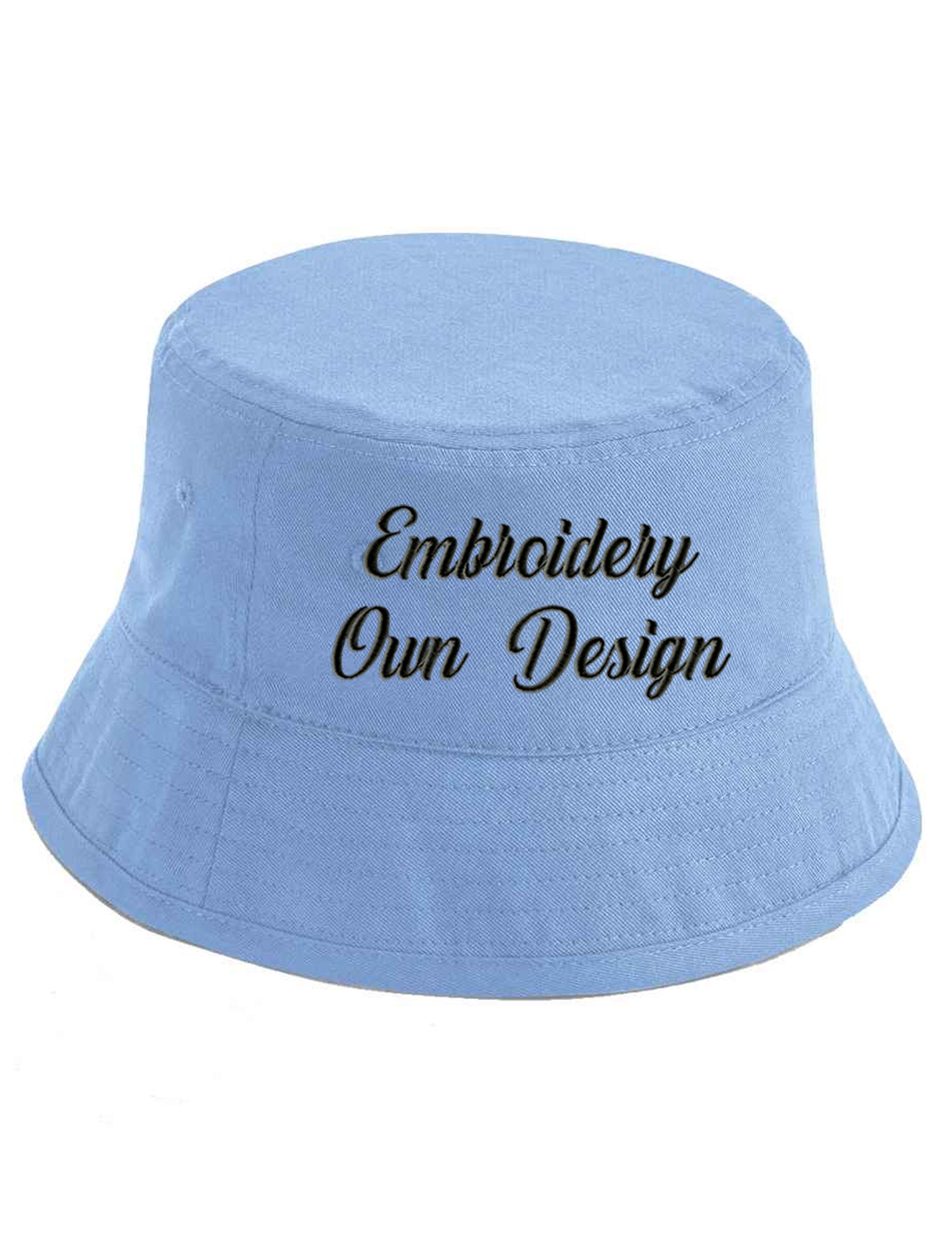 Personalised Organic cotton bucket hat light blue with embroidery