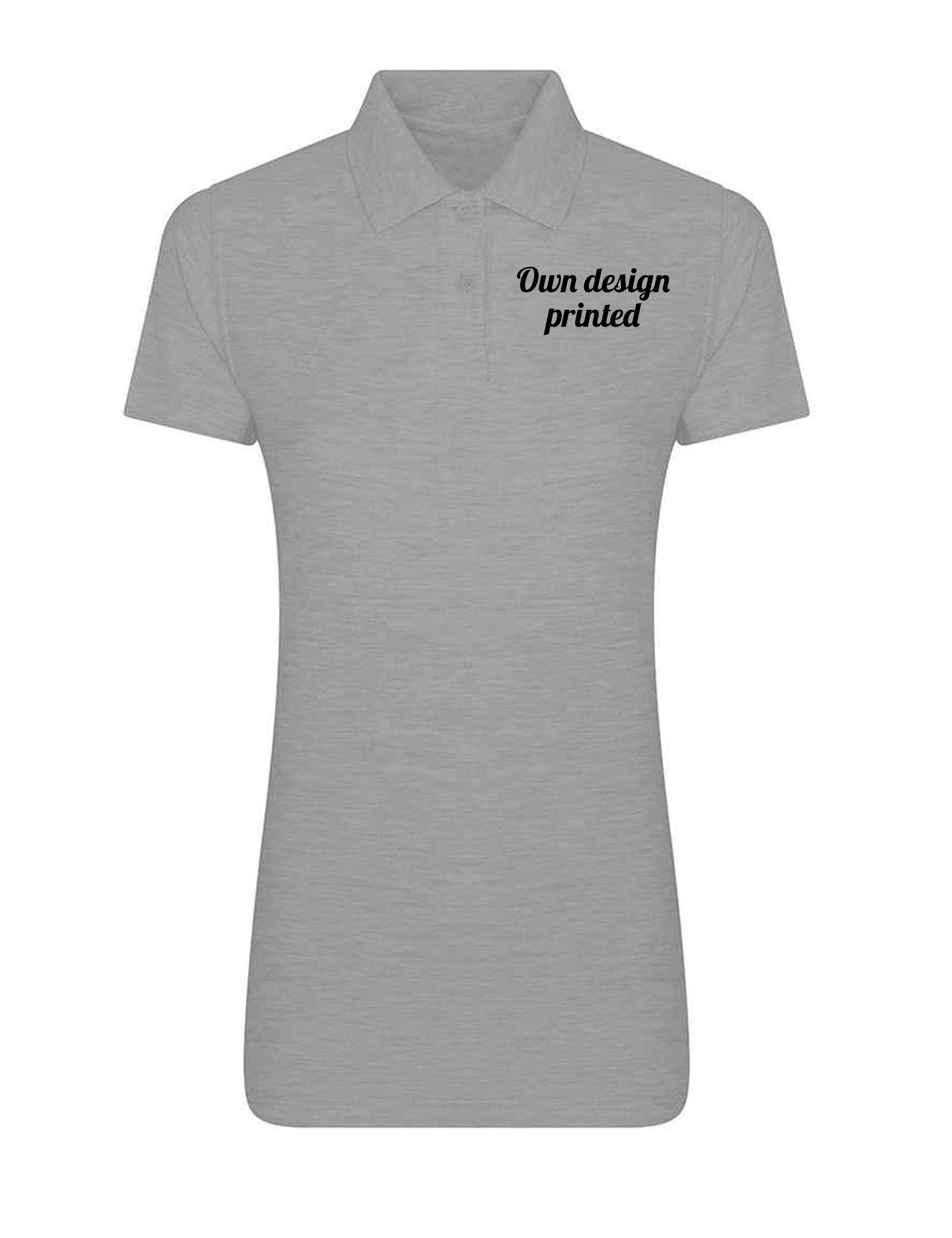 Personalised Women's Short Sleeve Polo Shirt with print heather grey