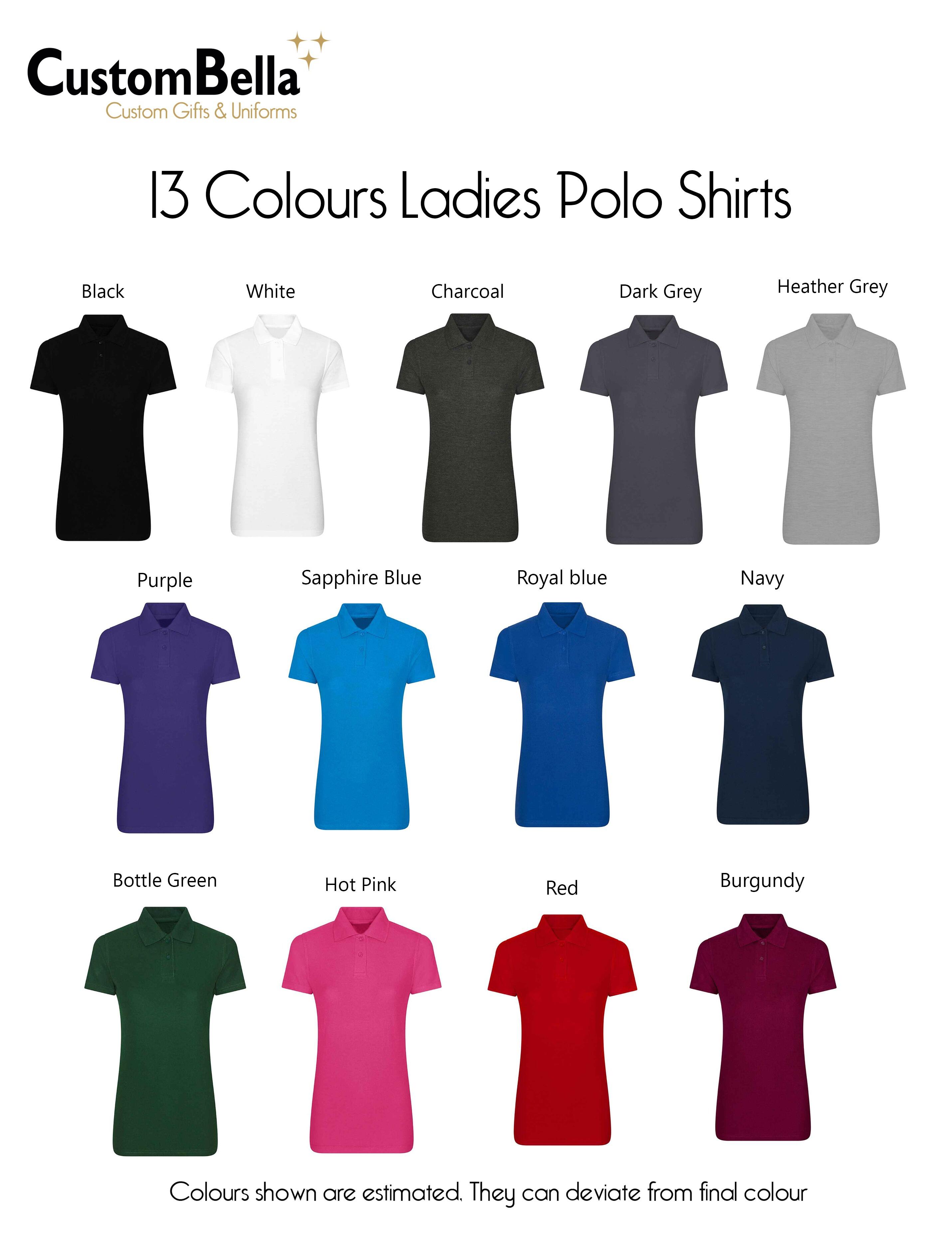 Custom Women's Short Sleeve Polo Shirt with print sapphire blue